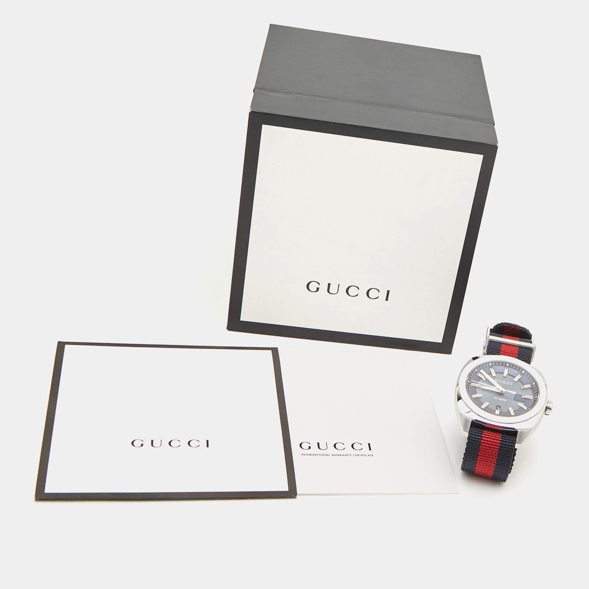 Gucci Blue Stainless Steel Nylon GG2570 Series YA142304 Men's Wristwatch 41 mm 3
