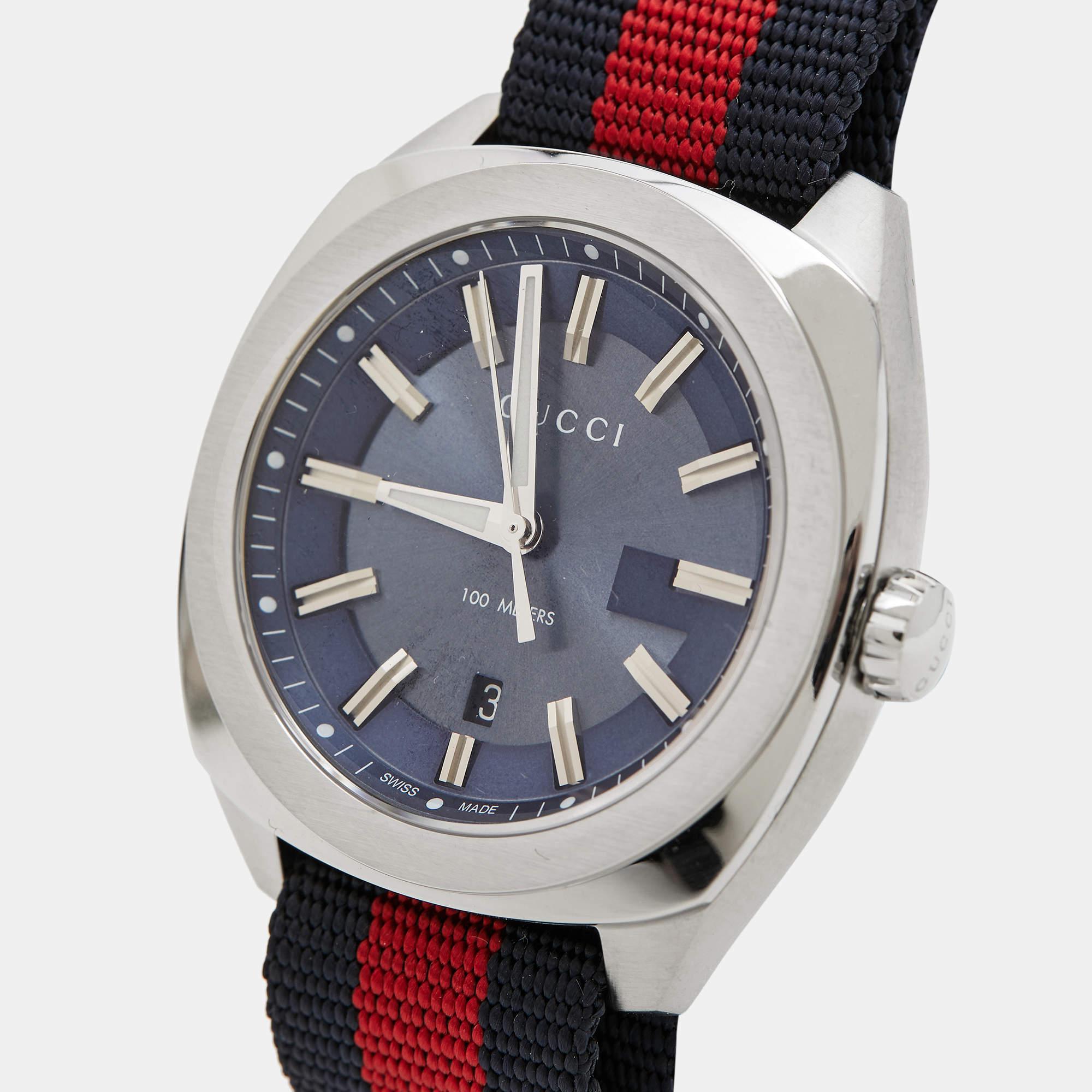 Gucci Blue Stainless Steel Nylon GG2570 Series YA142304 Men's Wristwatch 41 mm 4