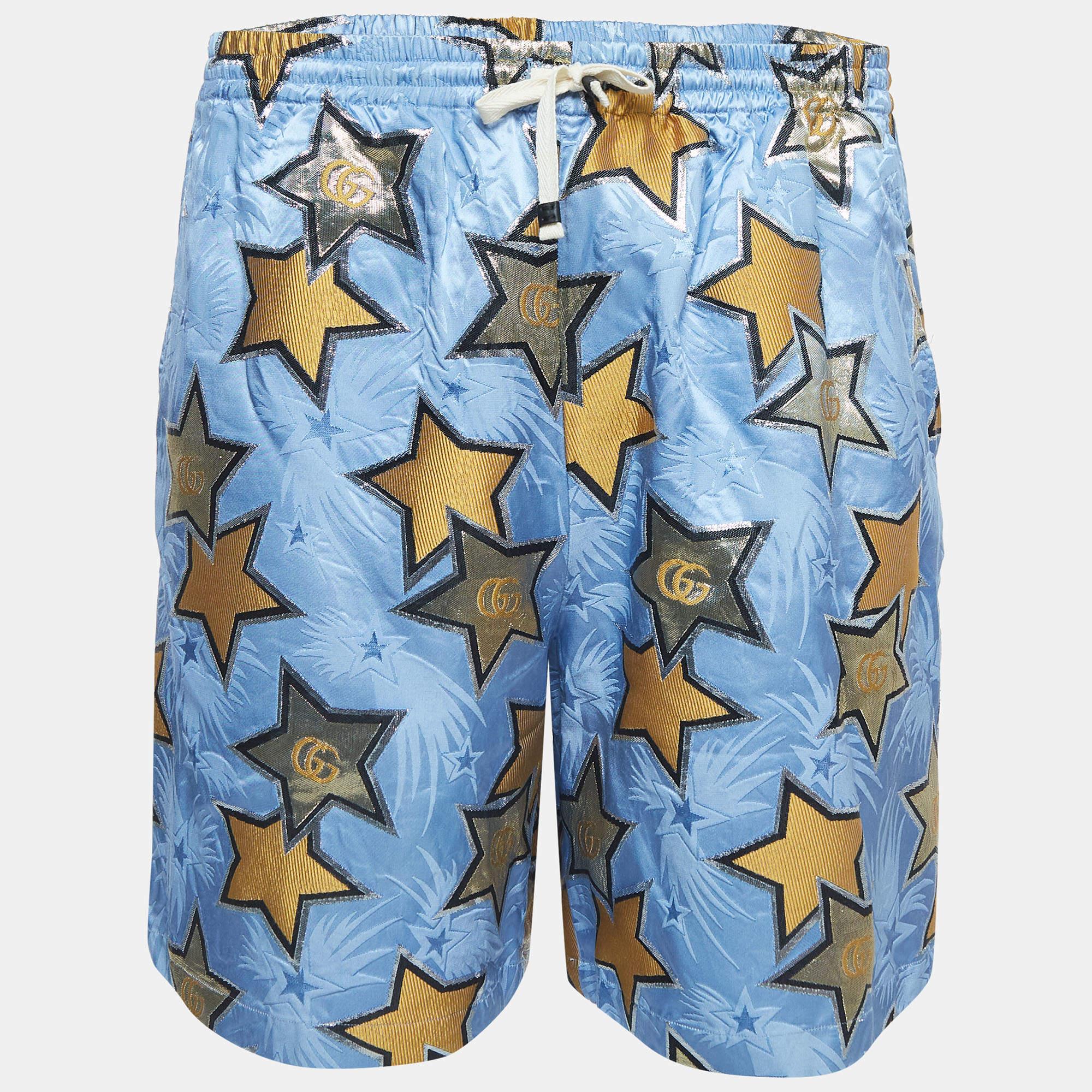 Gucci Blue Star GG Jacquard Bermuda Shorts S In Good Condition For Sale In Dubai, Al Qouz 2