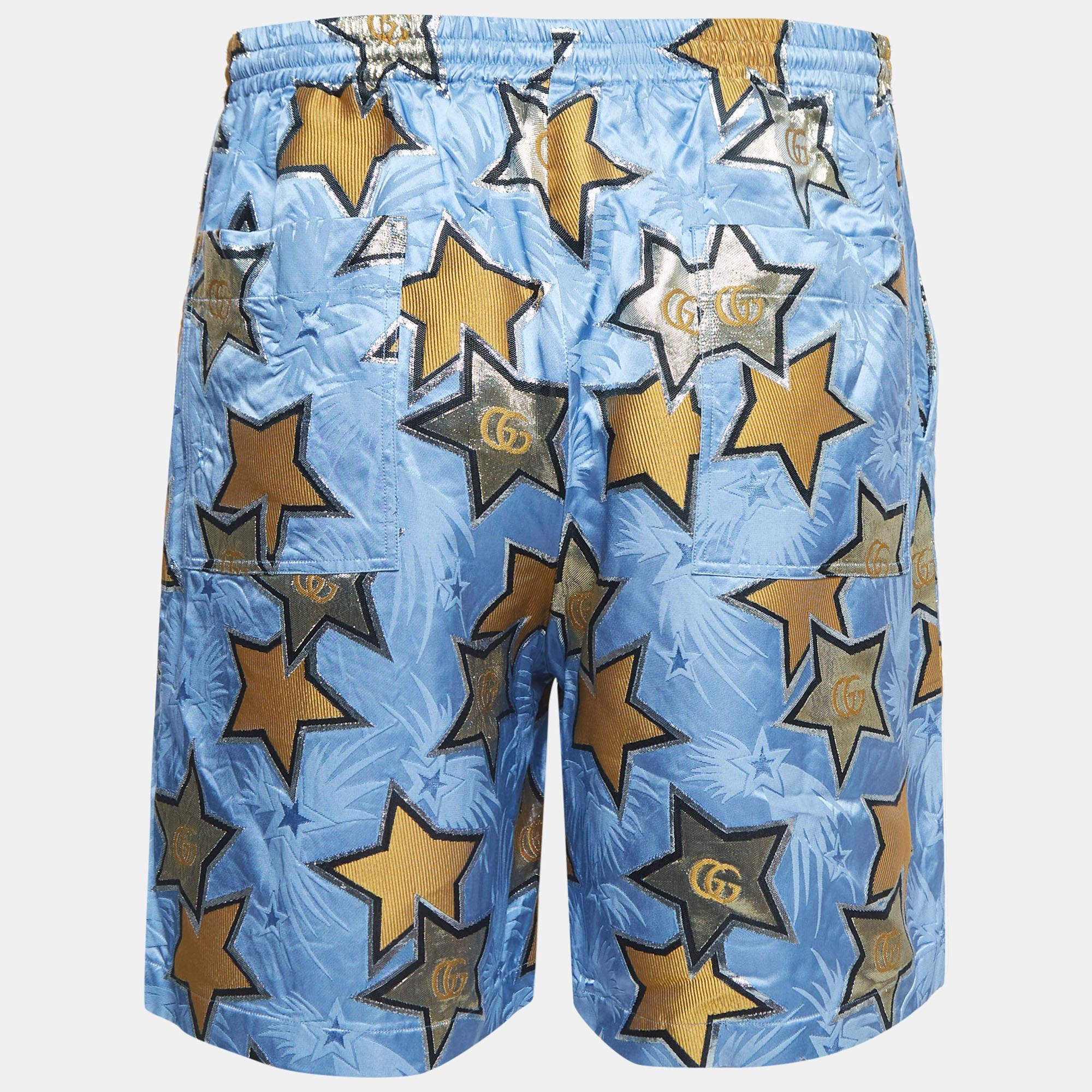 Men's Gucci Blue Star GG Jacquard Bermuda Shorts S For Sale