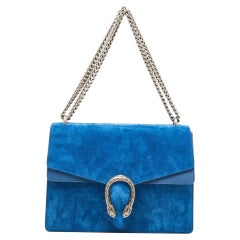 Gucci Blaue Umhängetasche aus Wildleder und Leder Medium Dionysus