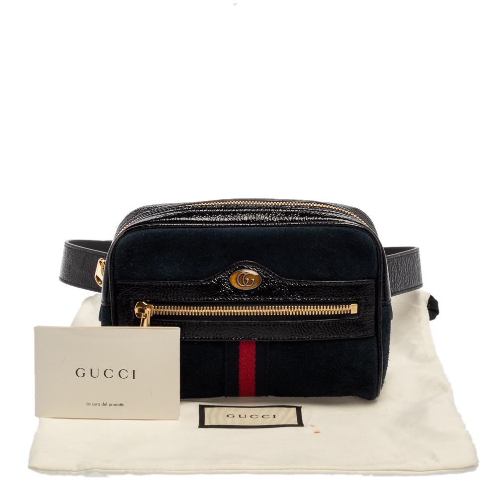 Gucci Blue Suede and Patent Leather GG Ophidia Belt Bag 5