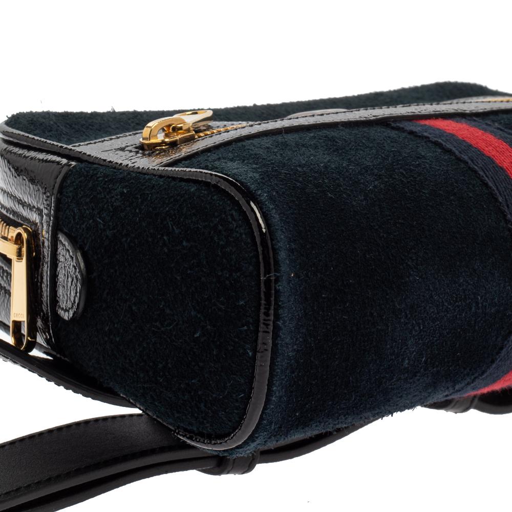 Gucci Blue Suede and Patent Leather GG Ophidia Belt Bag 2