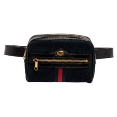 Gucci Blue Suede and Patent Leather GG Ophidia Belt Bag