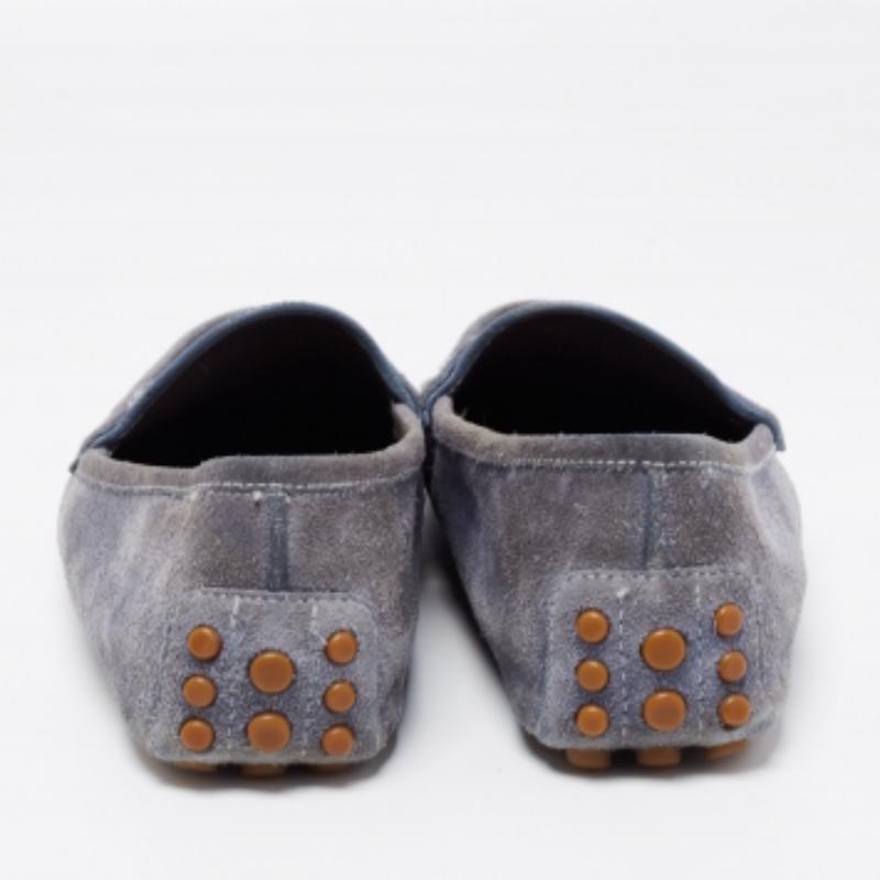 Gucci Blue Suede Horsebit Driver Loafers Size 42 For Sale 2