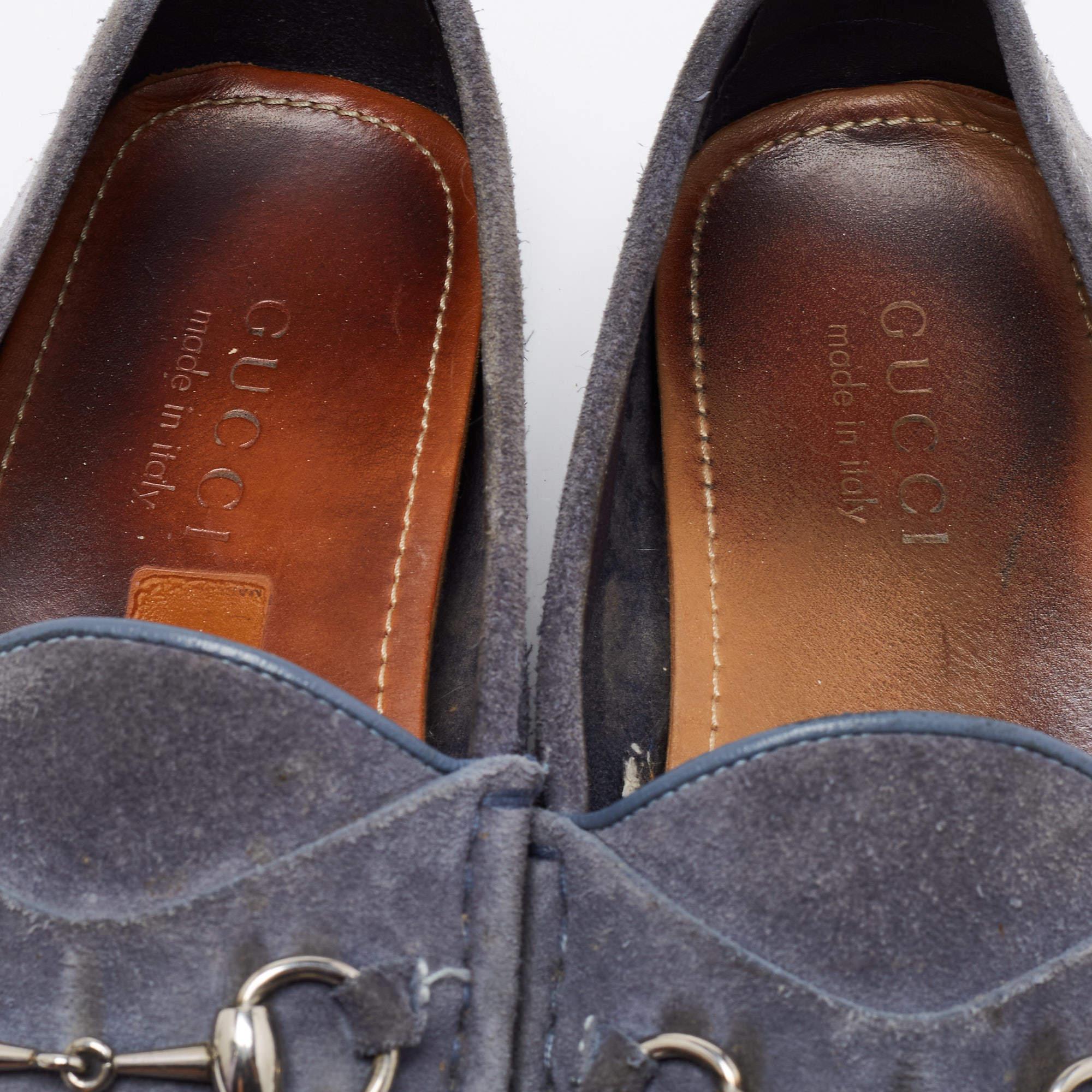 Gucci Blue Suede Horsebit Driver Loafers Size 42 3