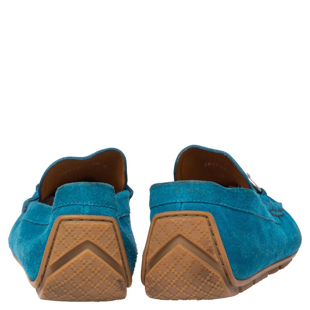 Gucci Blue Suede Horsebit Loafers Size 42.5 1