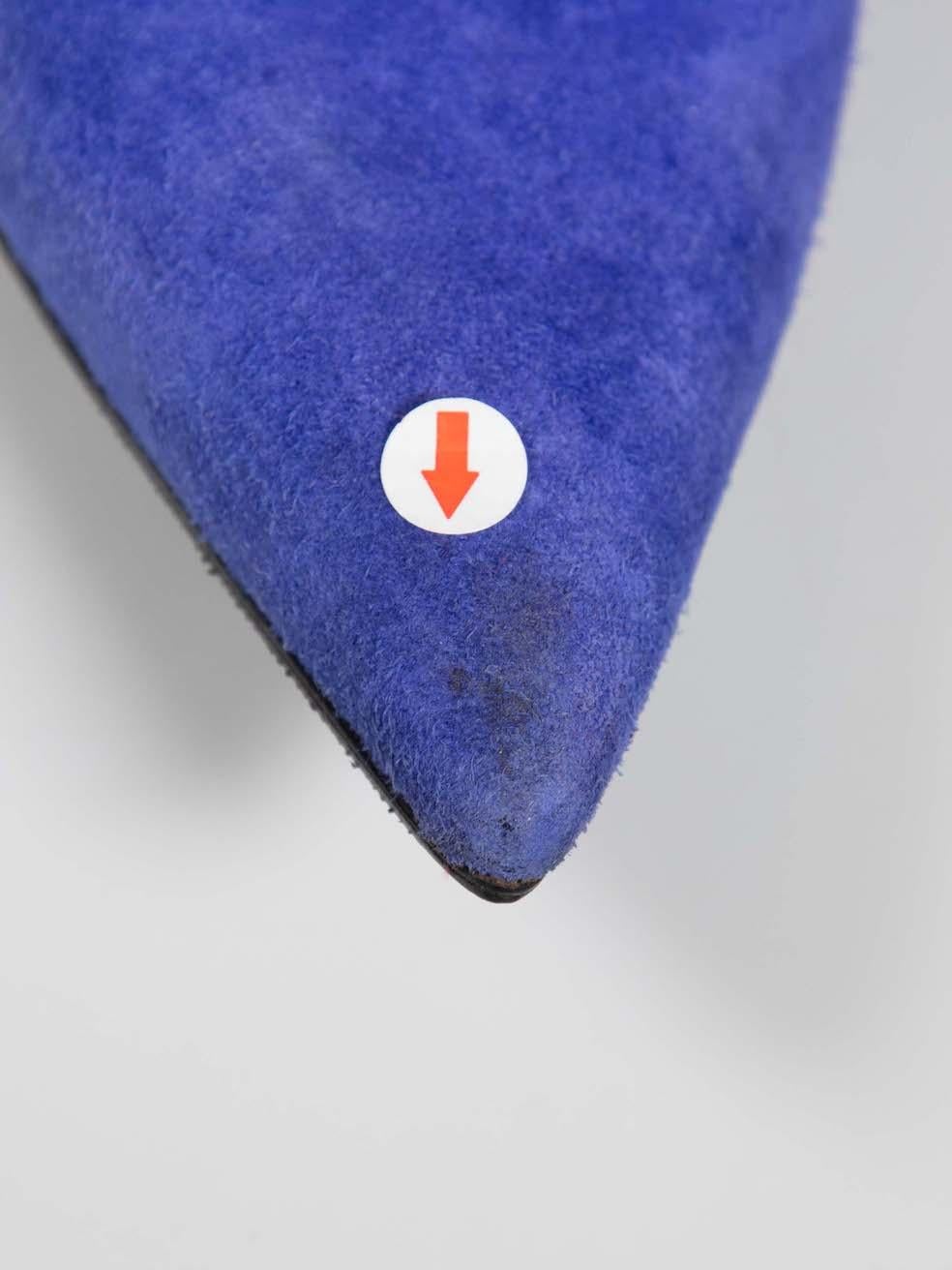 Gucci escarpins à bout pointu en daim bleu avec mors de cheval, taille IT 38 en vente 2