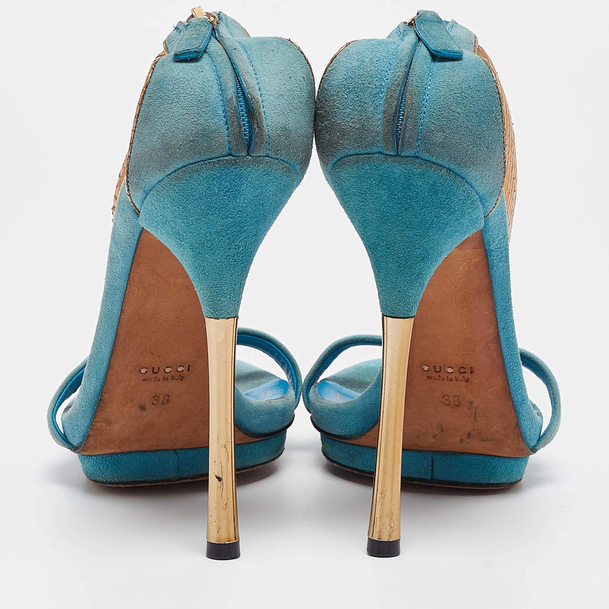 Donna Gucci Sandali con cinturino alla caviglia Kelis in pelle scamosciata blu misura 38 in vendita