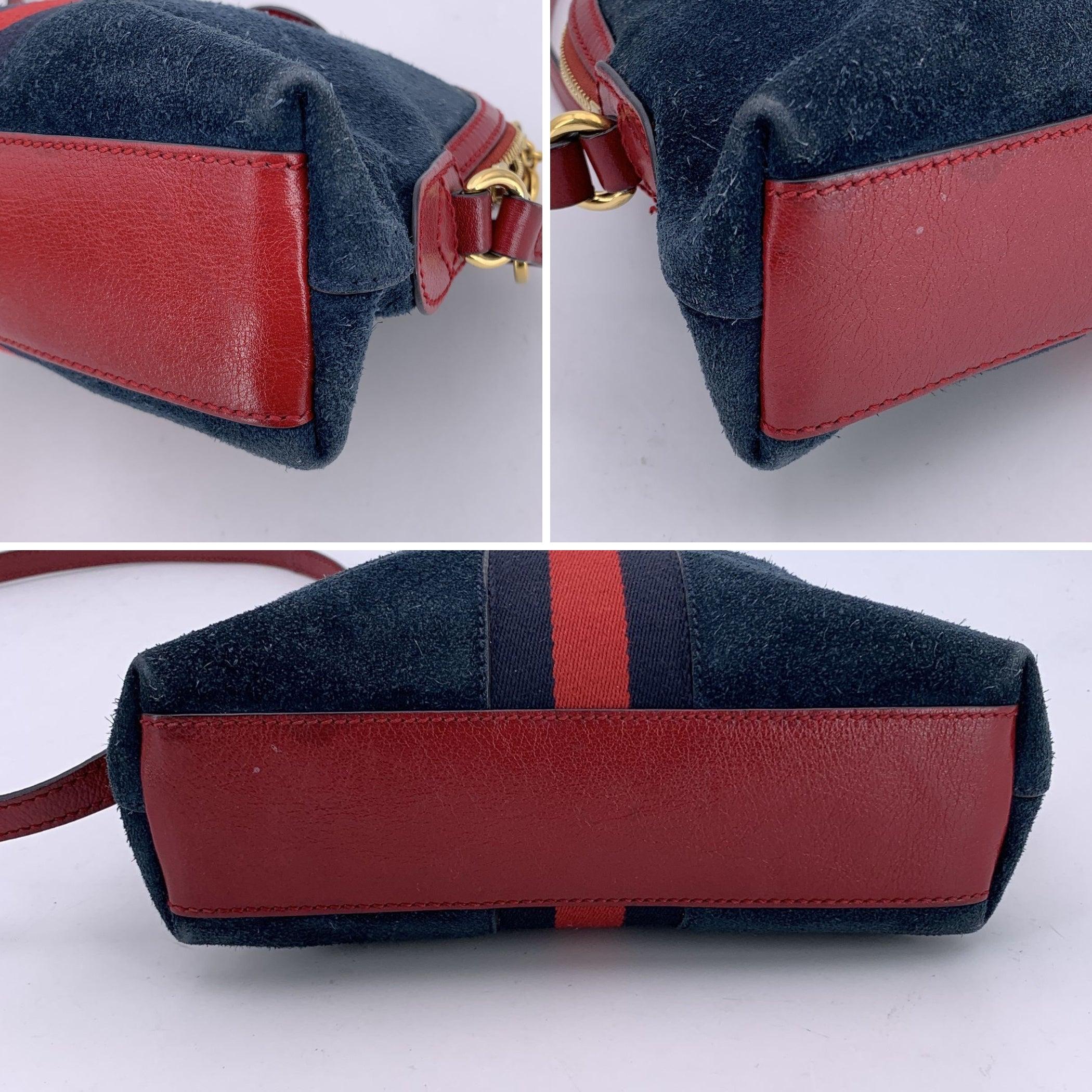 Gucci Blue Suede Ophidia Dome Crossbody Shoulder Bag en vente 1