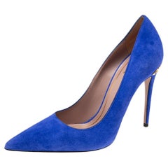 Gucci Blue Suede Pointed Toe Pumps Size 38