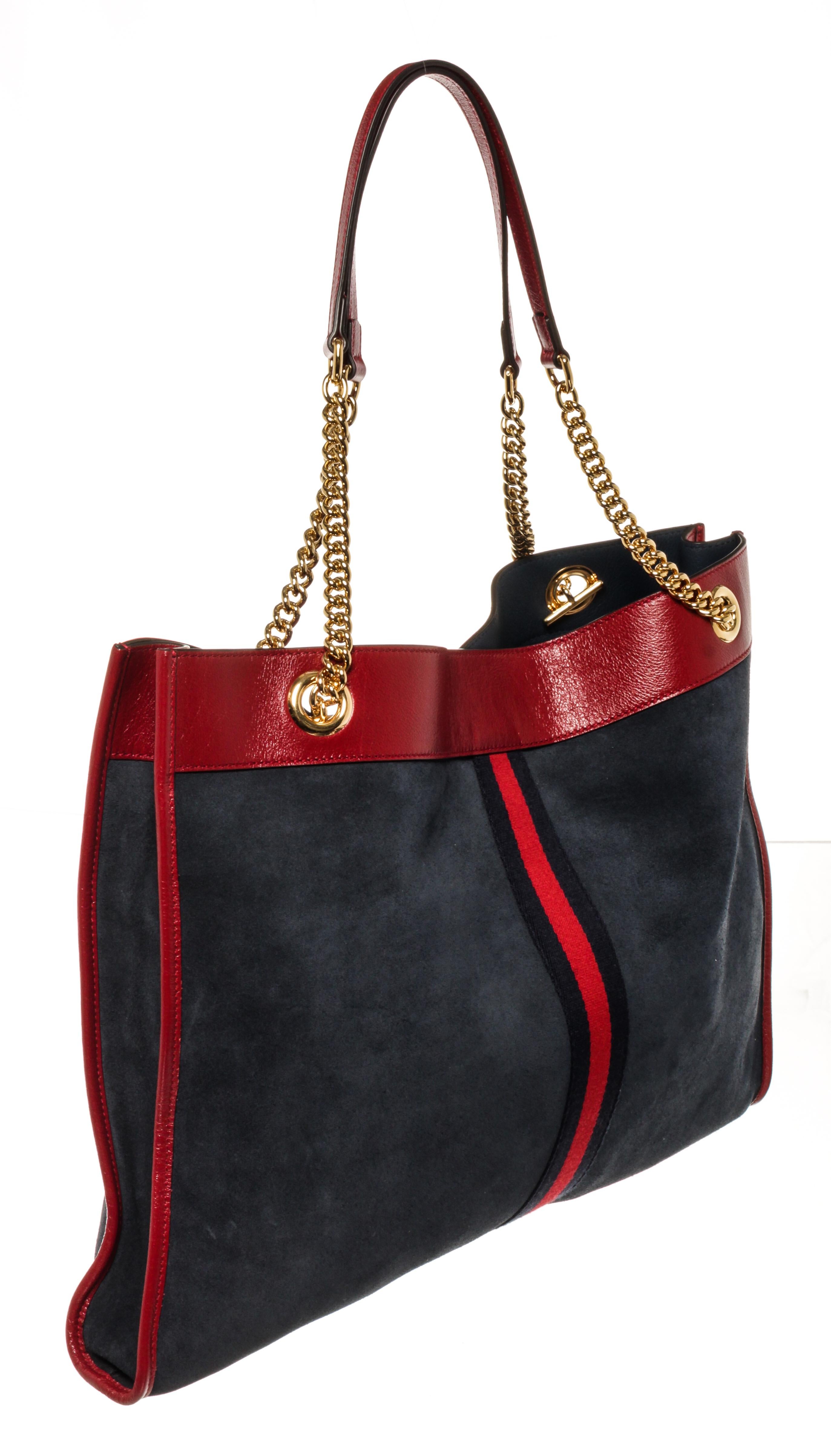 Gucci Blue Suede Rajah Large Tote In Good Condition In Irvine, CA