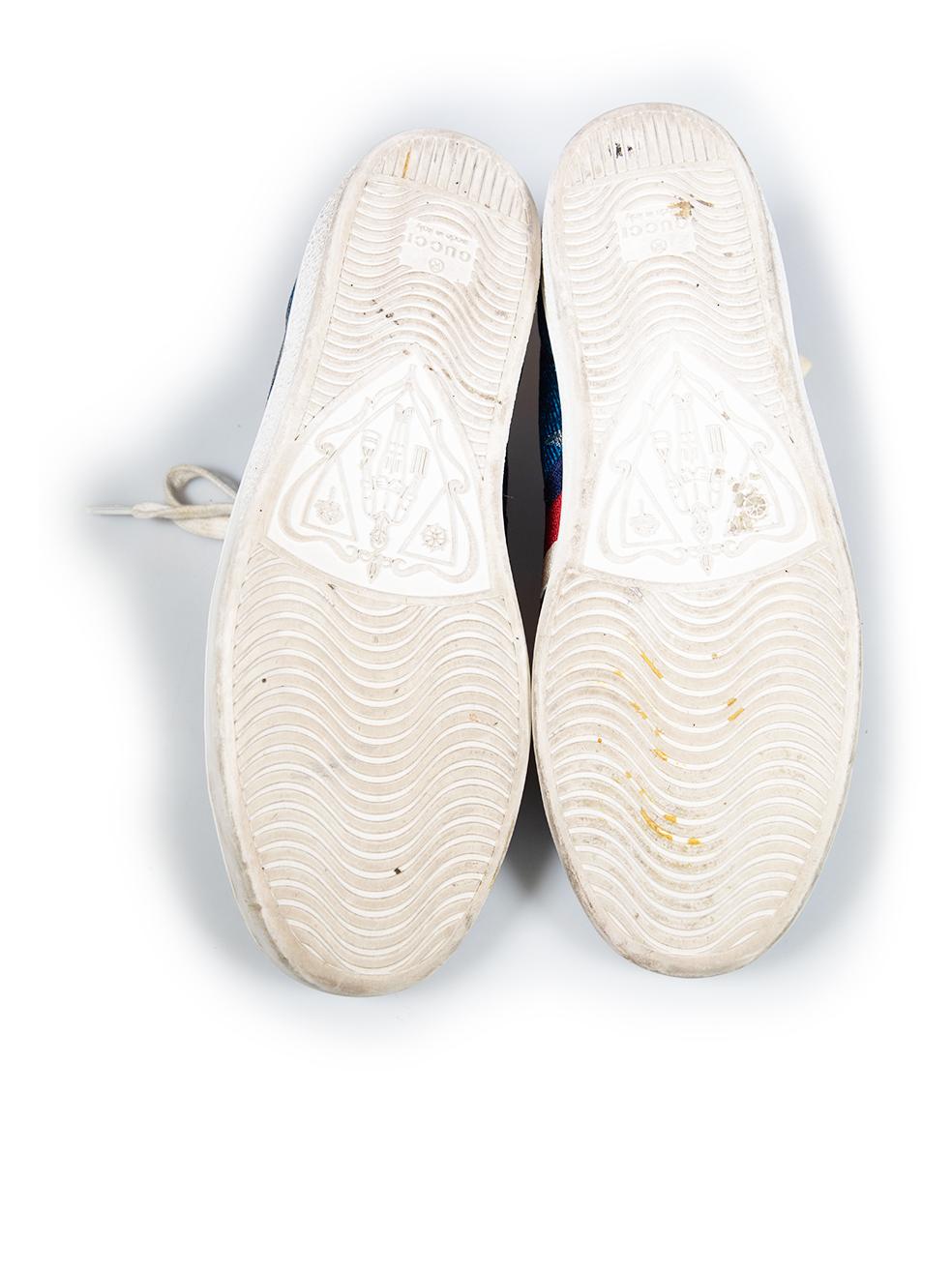 Gucci Blue Sylvie Web Accent Star Trainers Size IT 37.5 In Excellent Condition In London, GB