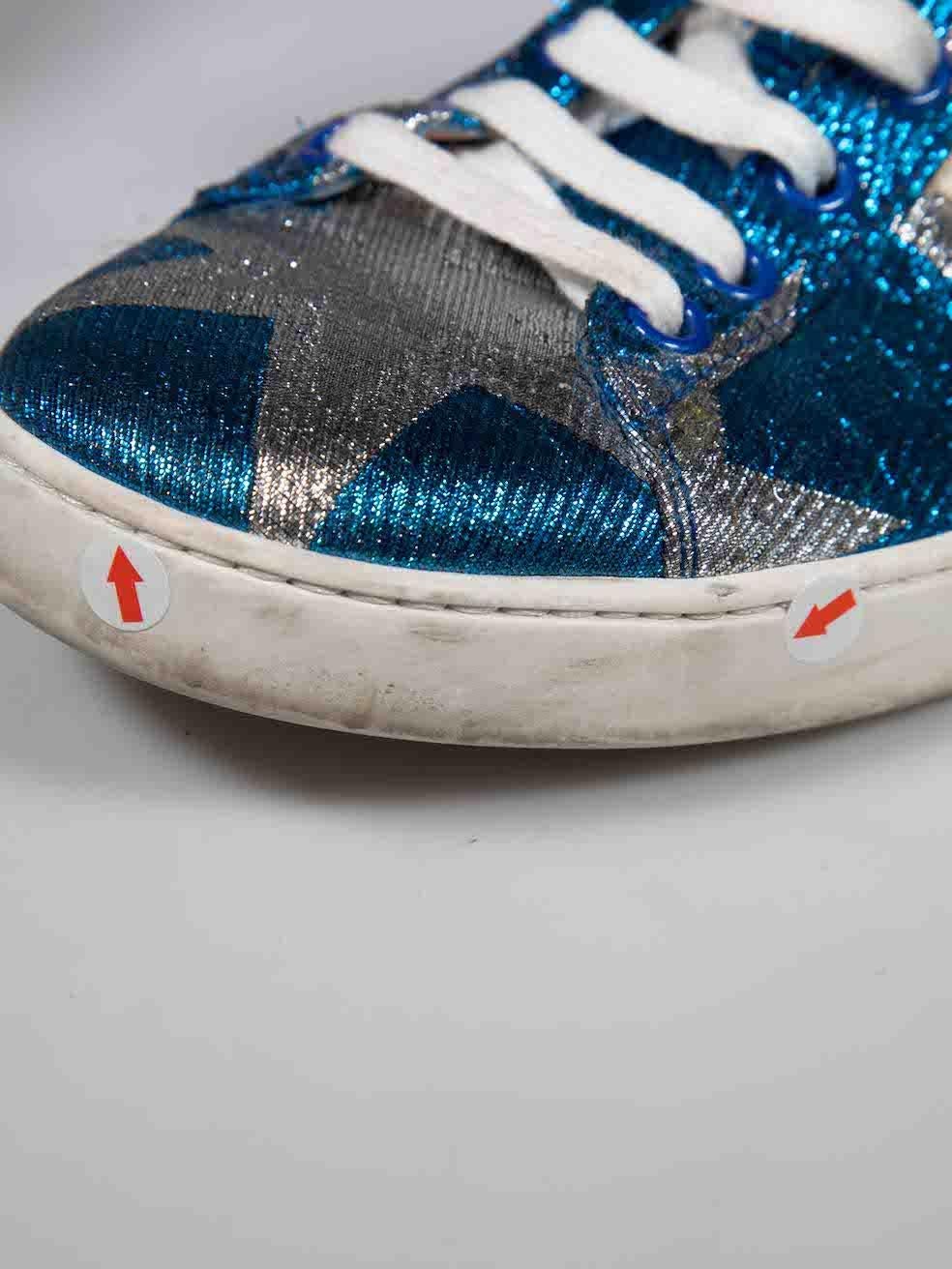 Gucci Blue Sylvie Web Accent Star Trainers Size IT 37.5 2