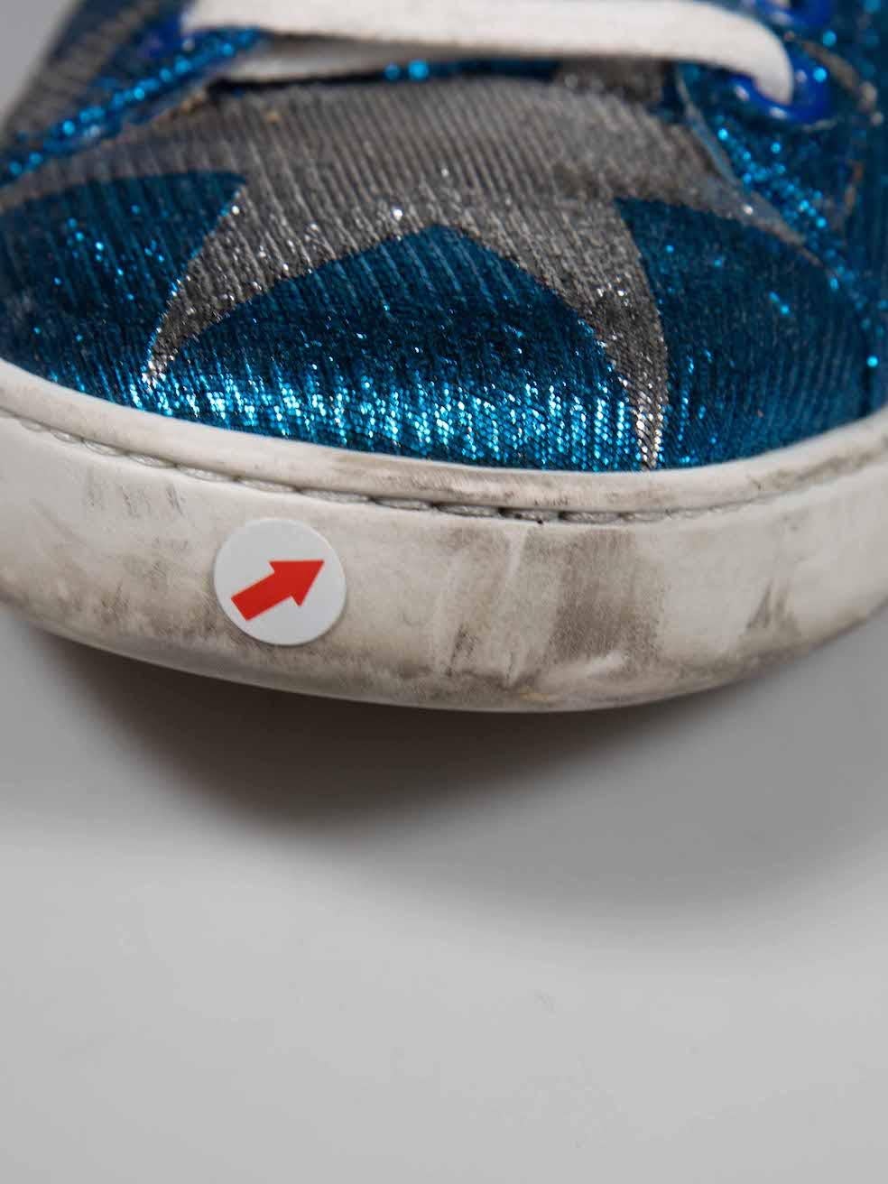 Gucci Blue Sylvie Web Accent Star Trainers Size IT 37.5 3