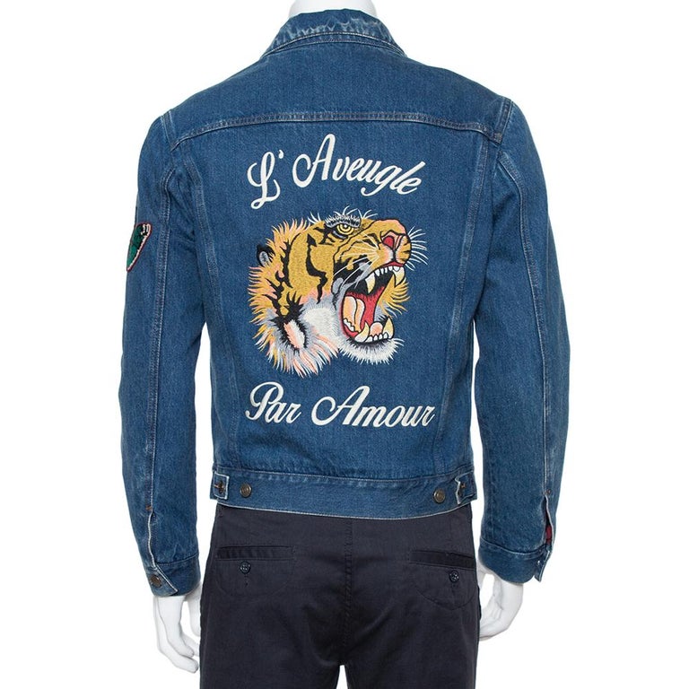 Geschatte Ik denk dat ik ziek ben homoseksueel Gucci Blue Tiger Embroidered Denim Jacket M at 1stDibs | gucci denim jacket  tiger, gucci tiger embroidered denim jacket, gucci tiger denim jacket
