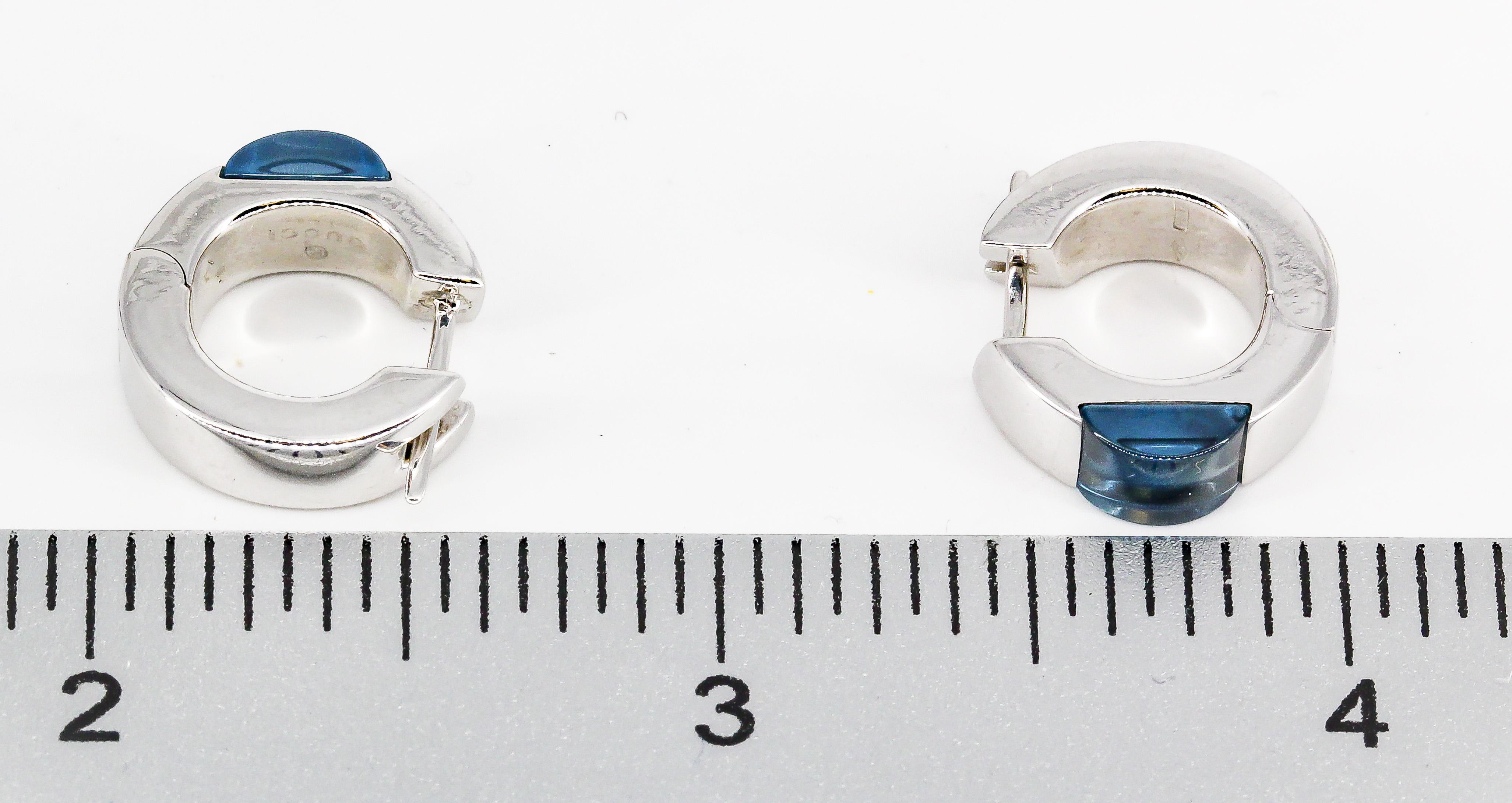 Gucci Blue Topaz and 18K White Gold Hoop Earrings 1