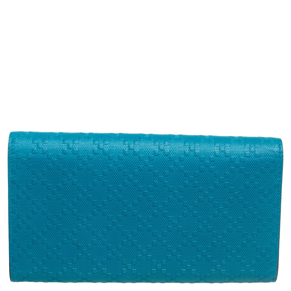 Gucci Blue Turquoise Diamante Leather Flap Continental Wallet 4