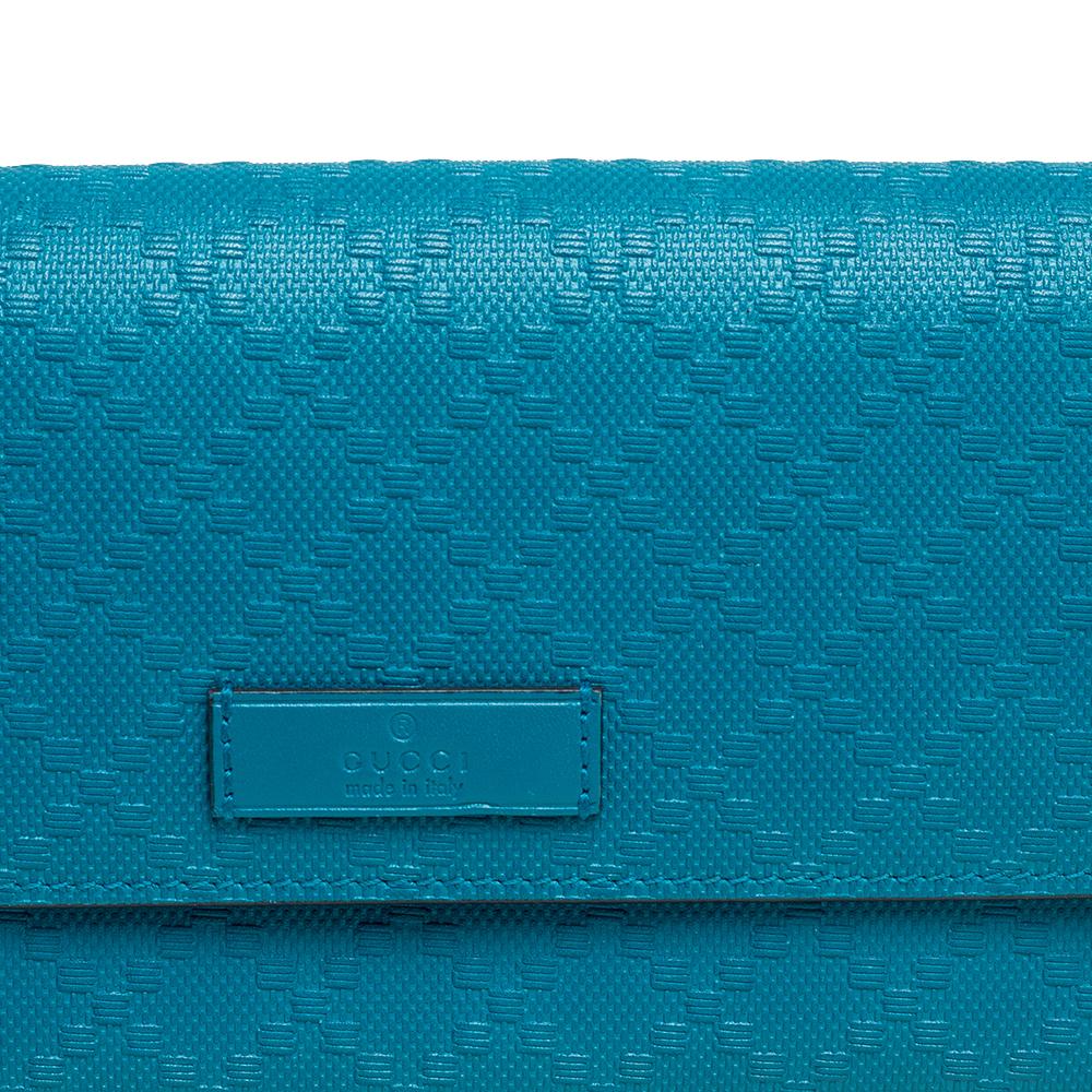 Women's Gucci Blue Turquoise Diamante Leather Flap Continental Wallet