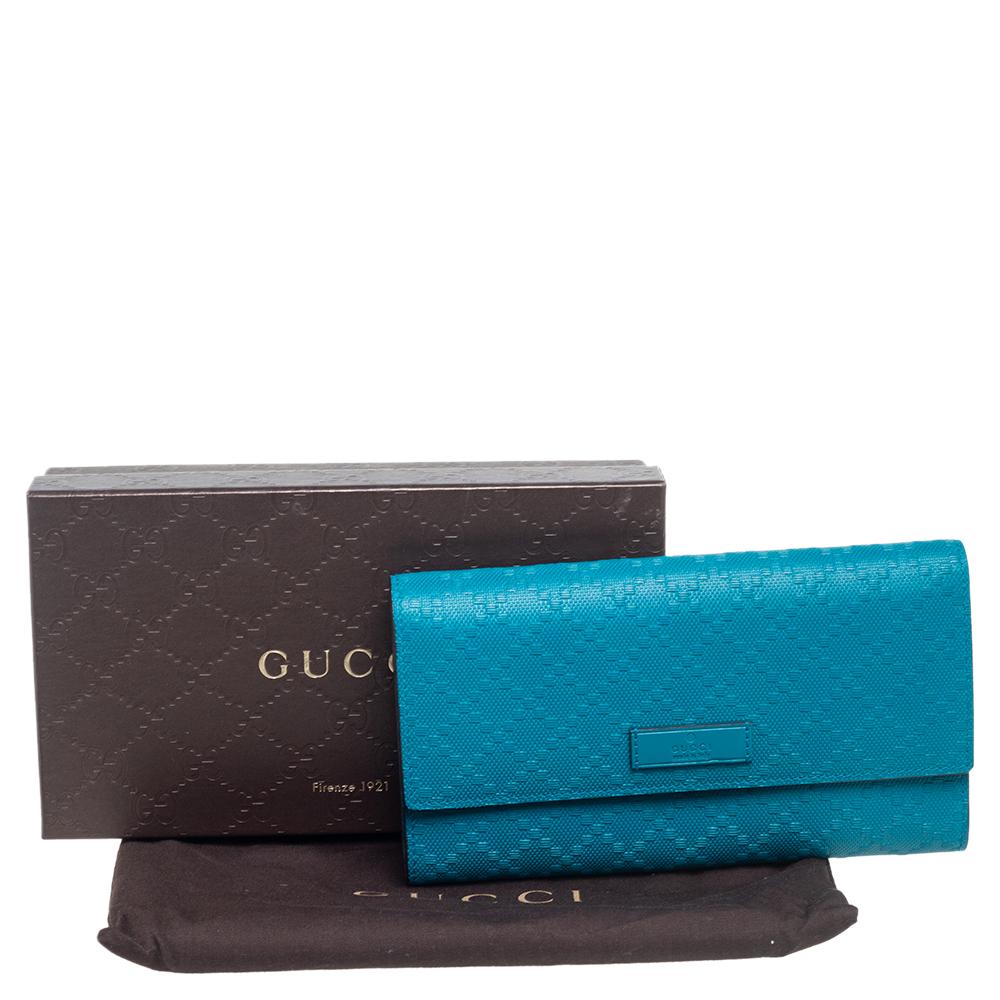 Gucci Blue Turquoise Diamante Leather Flap Continental Wallet 3