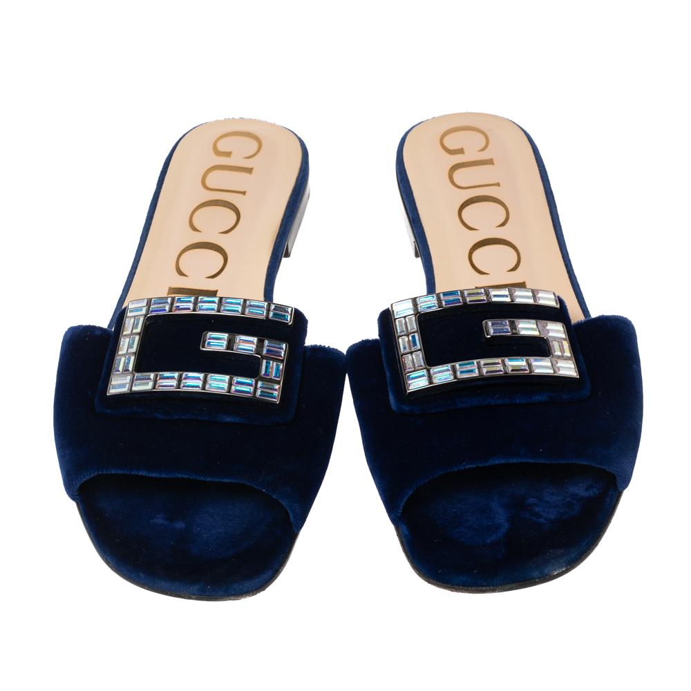 gucci crystal slides