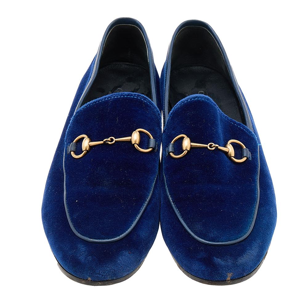 Gucci blue velvet loafers hot sale