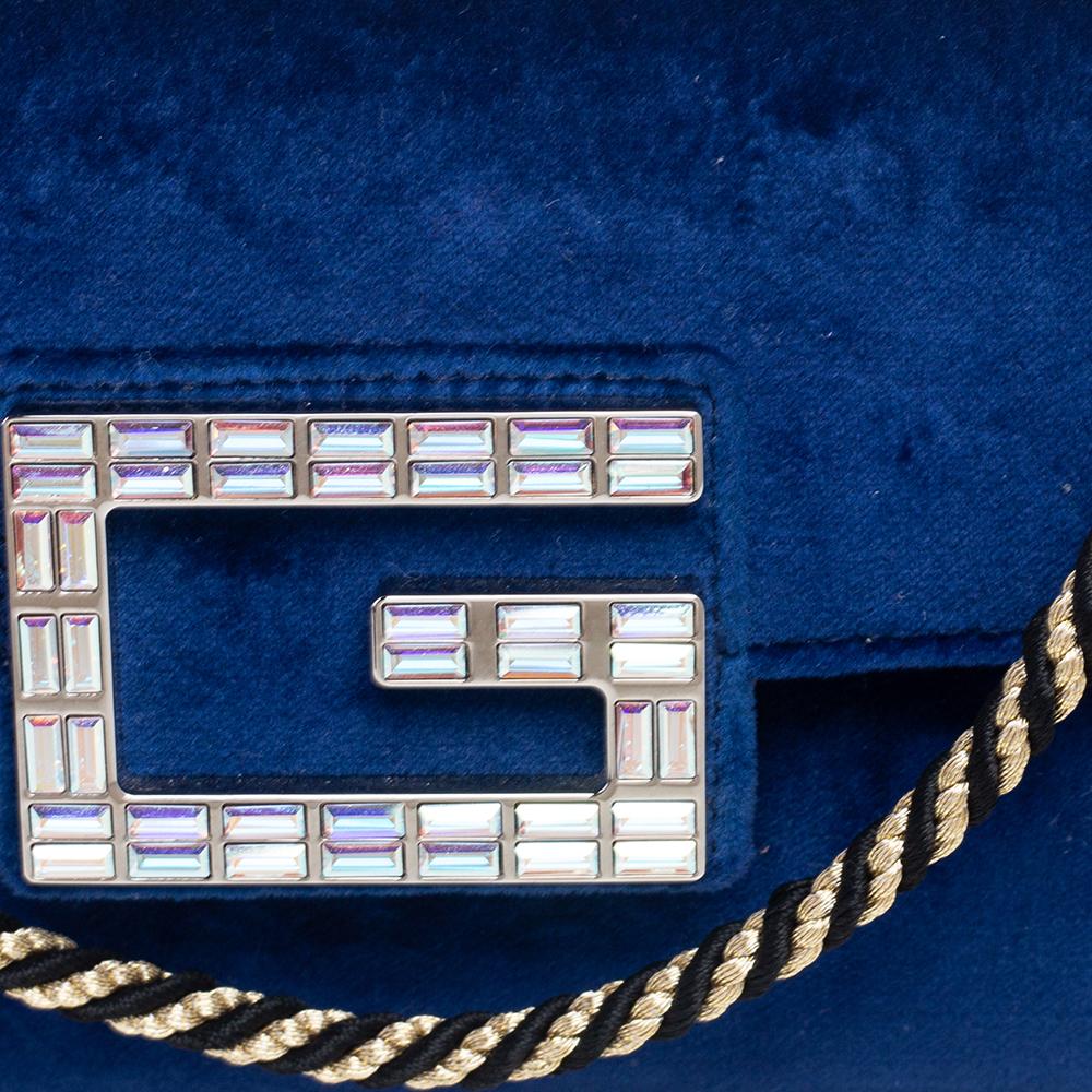 Women's Gucci Blue Velvet Mini Broadway Crossbody Bag