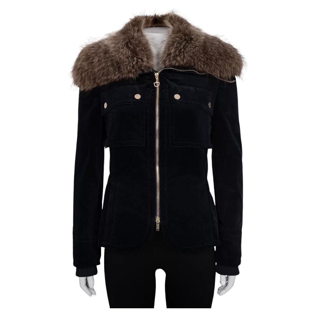 Gucci Blue Velvet Zip Jacket - IT 42 / M