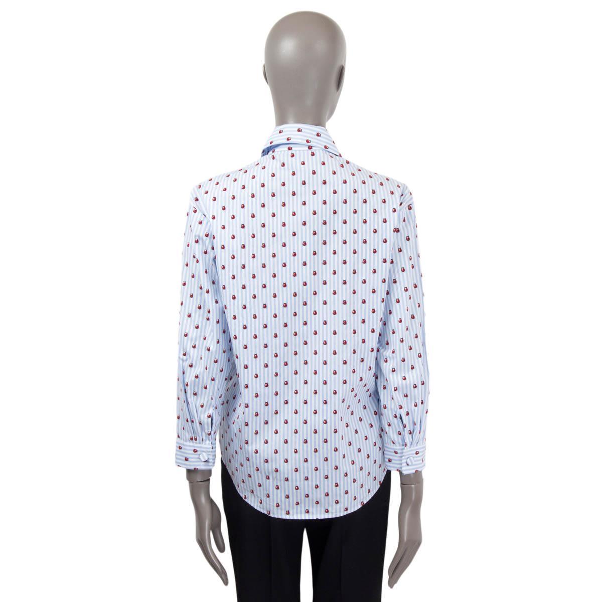 GUCCI blue & white cotton 2018 LADYBUG STRIPED Button-Up Shirt 42 M 1