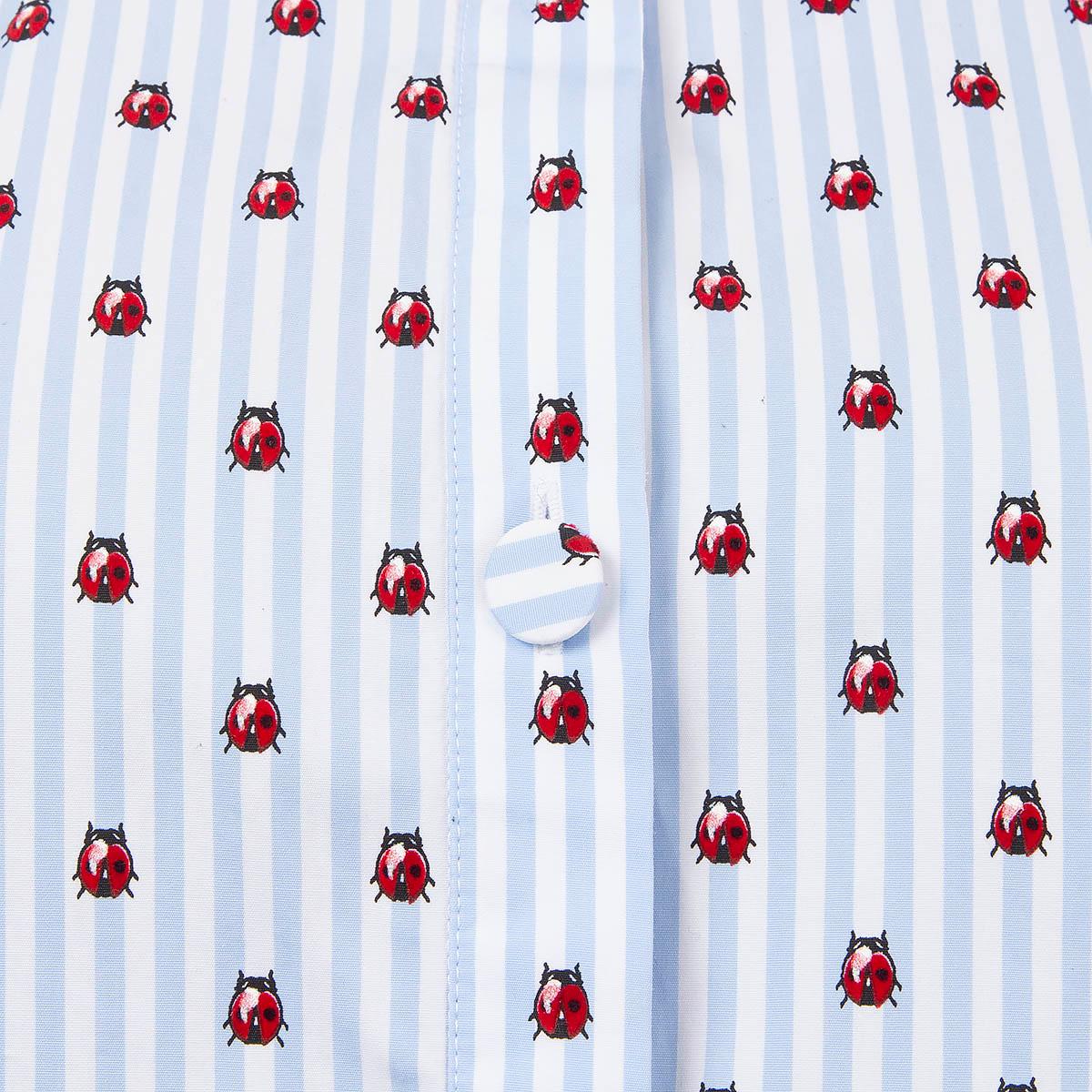 GUCCI blue & white cotton 2018 LADYBUG STRIPED Button-Up Shirt 42 M 2