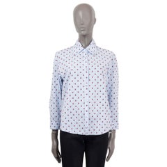 GUCCI blue & white cotton 2018 LADYBUG STRIPED Button-Up Shirt 42 M