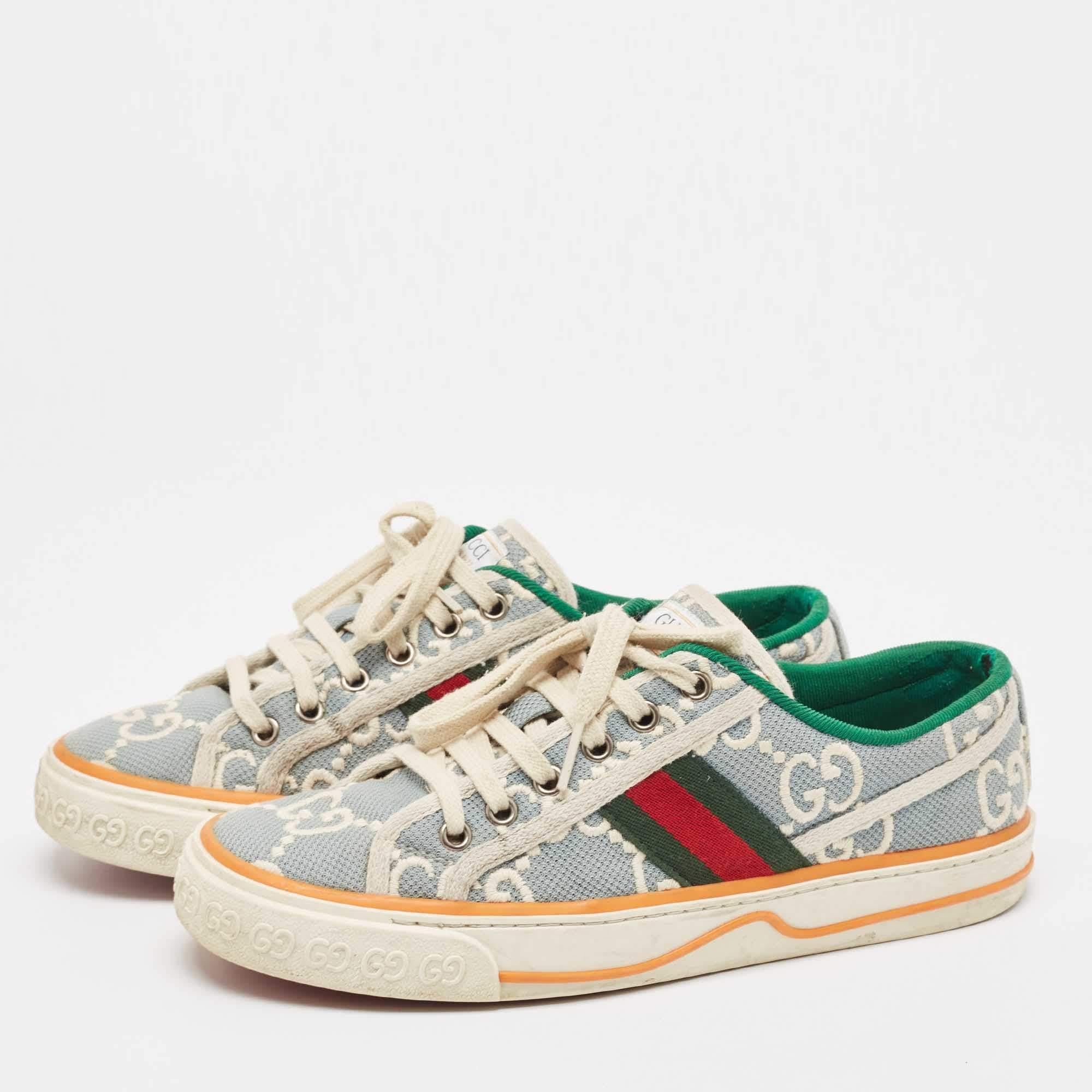 Beige Gucci Blue/White GG Canvas Tennis 1977 Sneakers Size 38