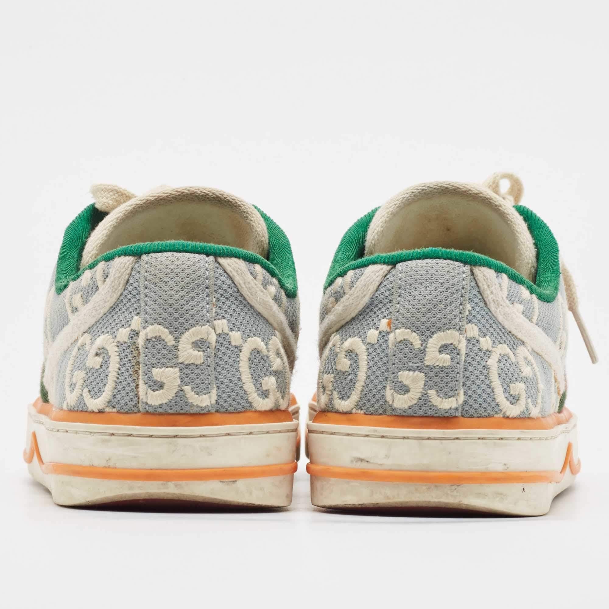 Women's Gucci Blue/White GG Canvas Tennis 1977 Sneakers Size 38