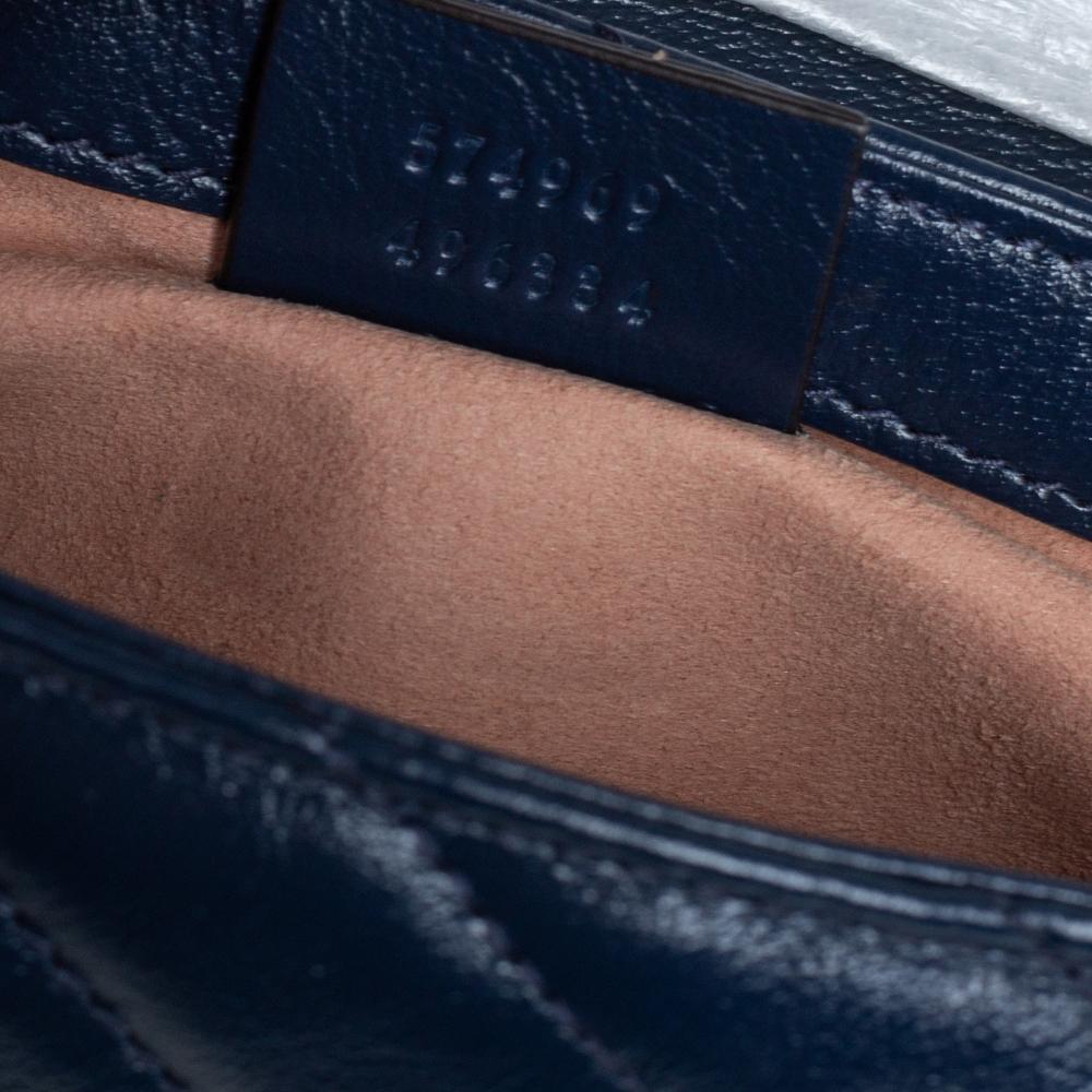 Gucci Blue/White Matelasse Leather Super Mini GG Marmont Torchon Crossbody Bag 2