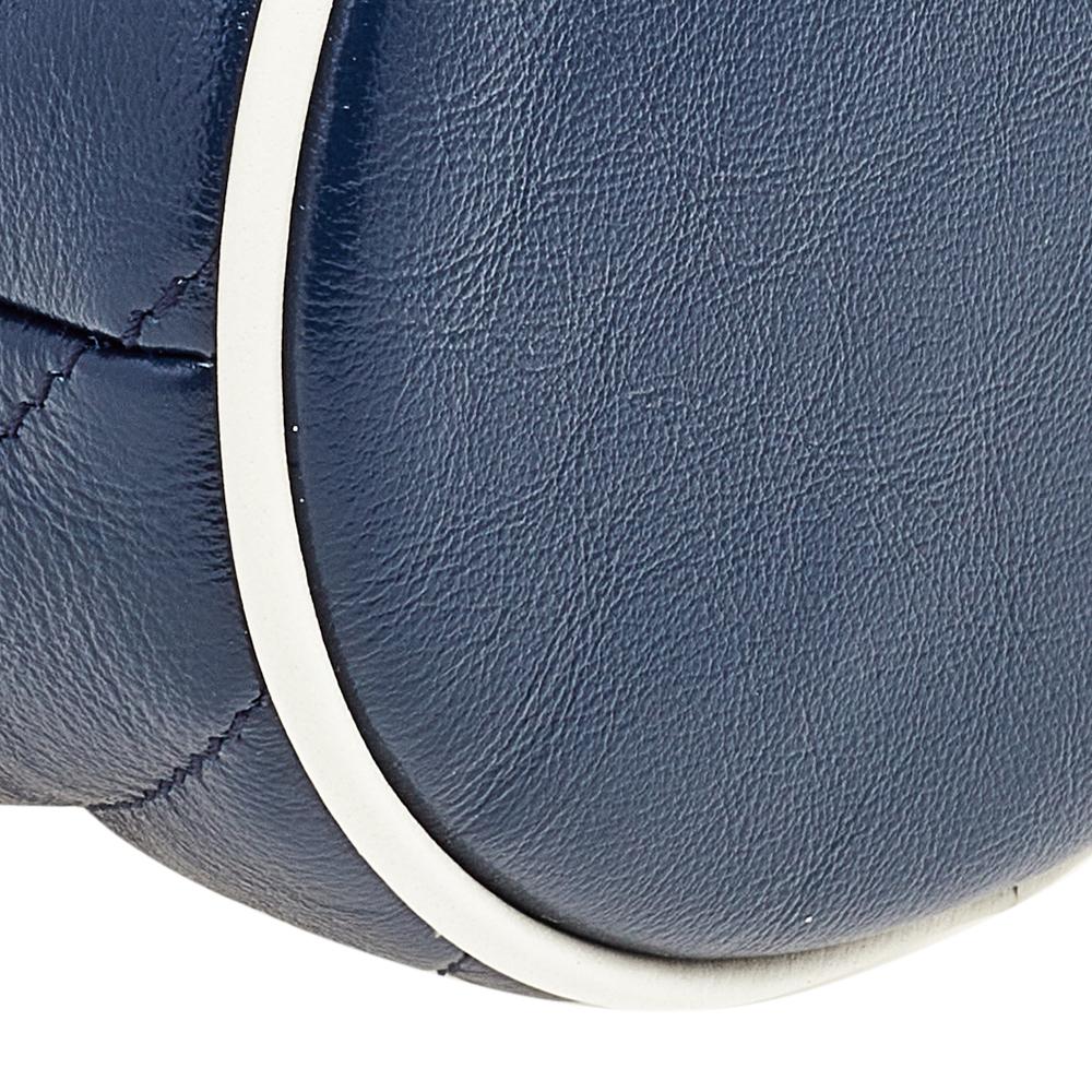 Gucci Blue/White Quilted Leather GG Marmont Bucket Bag 1