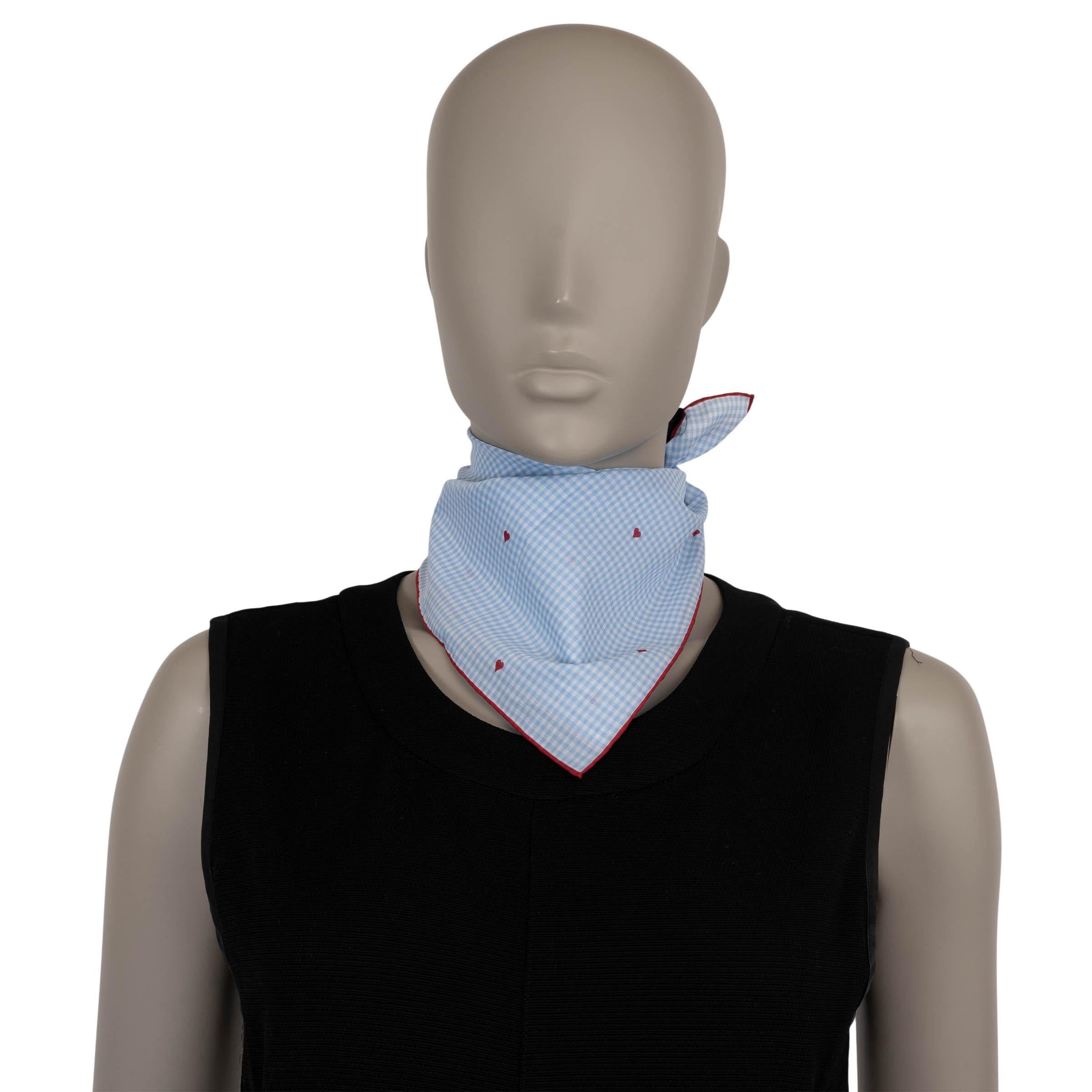 Women's or Men's GUCCI blue white red cotton 2017 HEART CHECK 45 Pocket Square Scarf For Sale