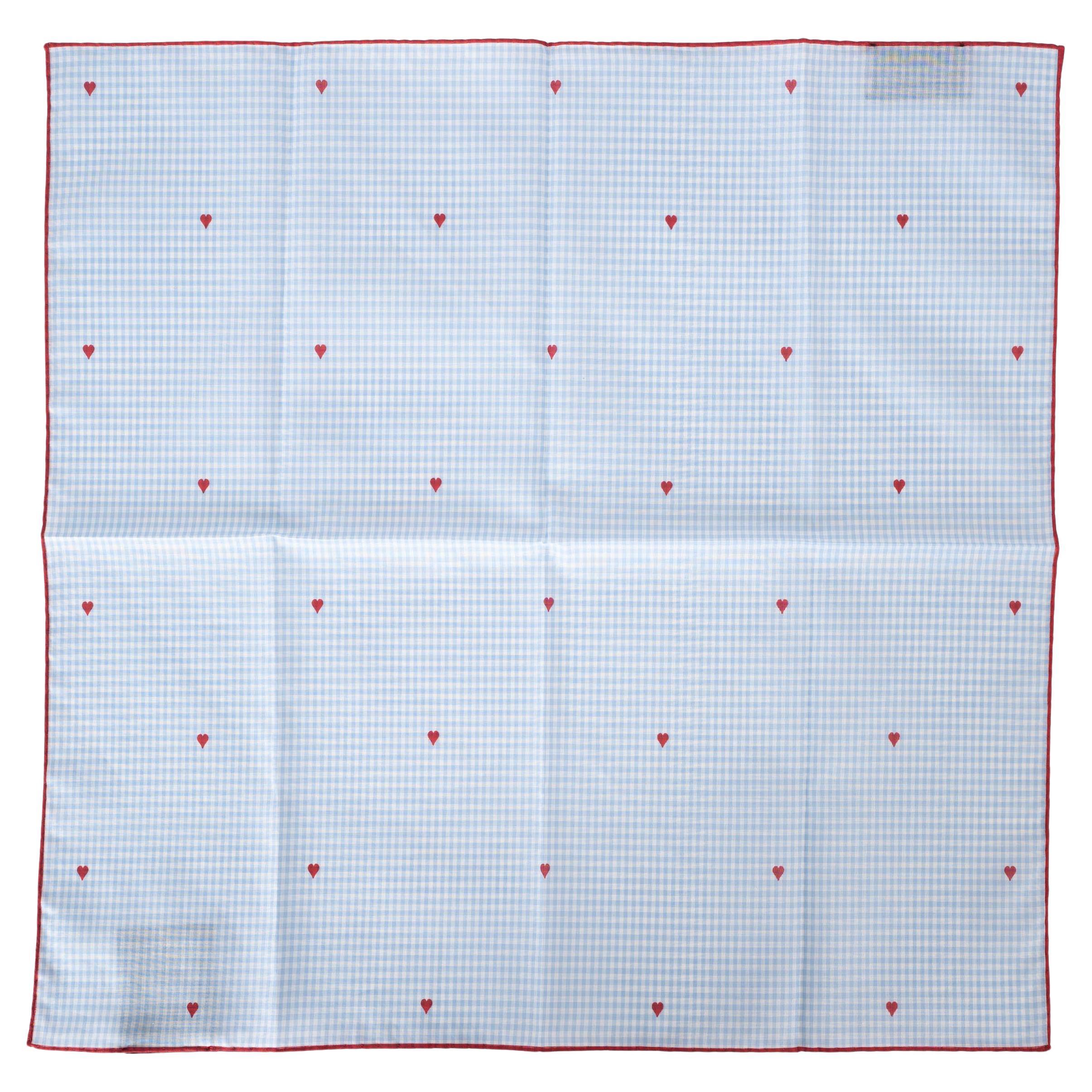 GUCCI blue white red cotton 2017 HEART CHECK 45 Pocket Square Scarf For Sale