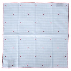 GUCCI blue white red cotton 2017 HEART CHECK 45 Pocket Square Scarf