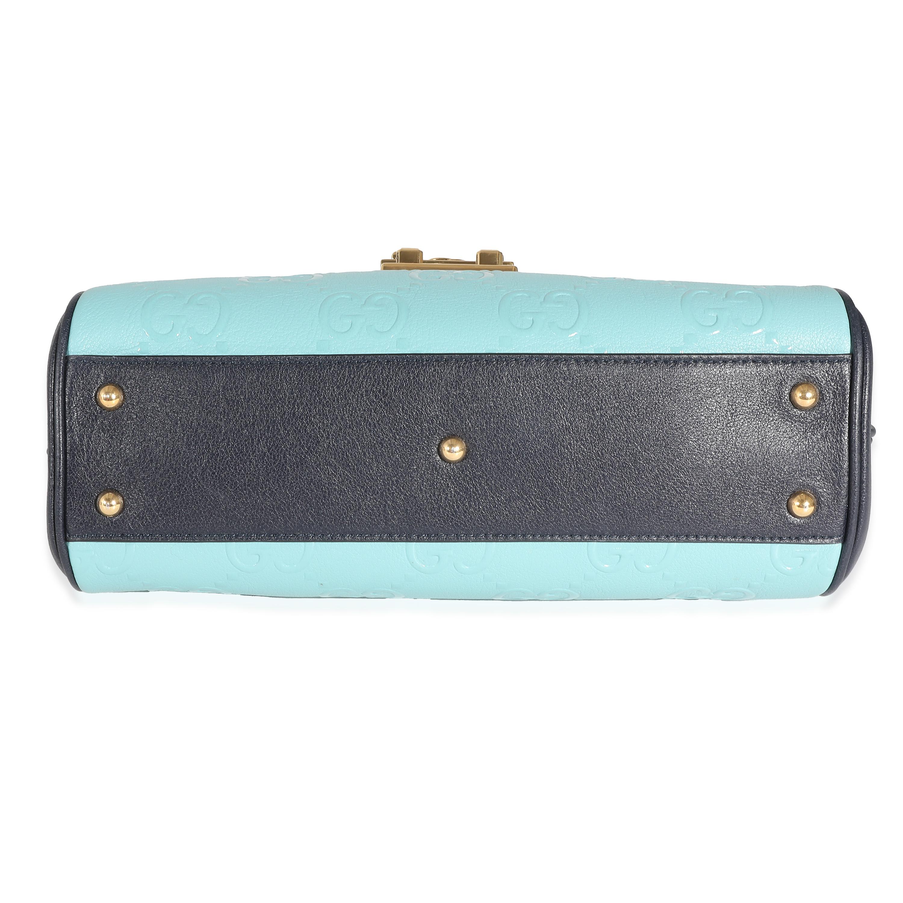 Sac à poignée Gucci en cuir de veau bleu Wonka Grain GG Monogram Unisexe en vente