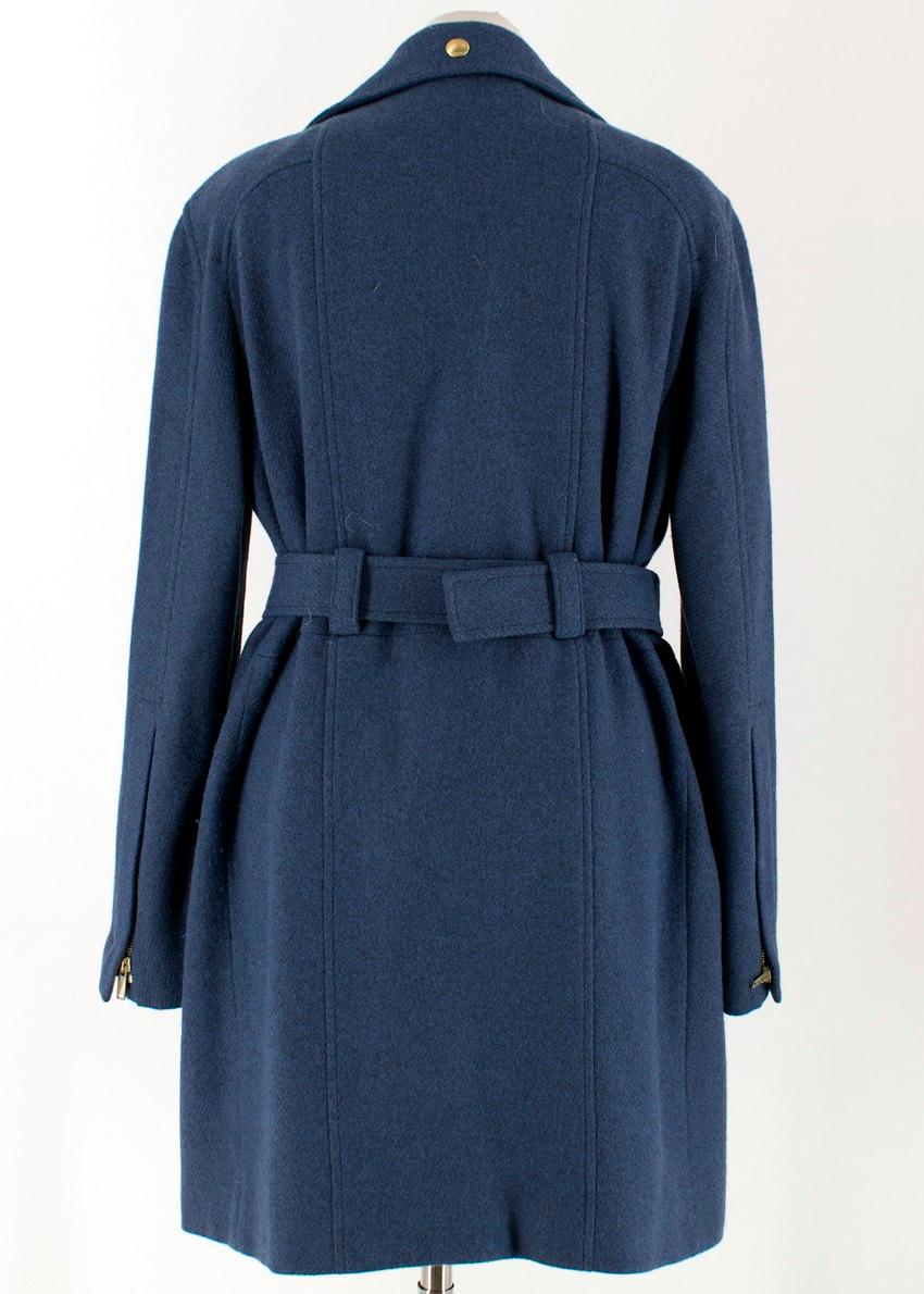 Gucci Blue Wool Belted Coat US 8