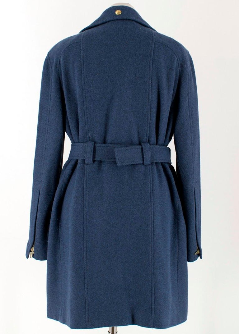 Gucci Blue Wool Belted Coat US 8 For Sale at 1stDibs