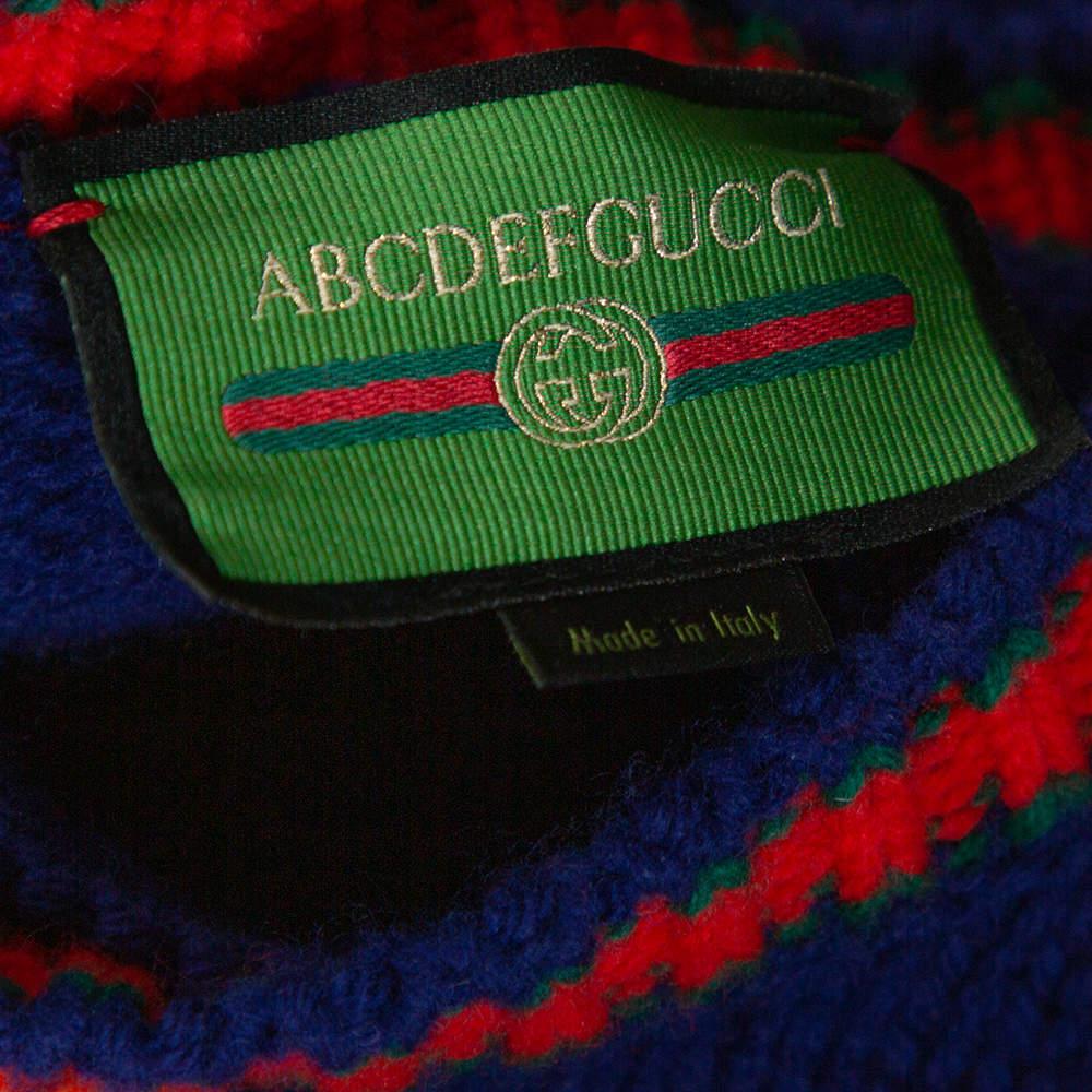 Women's Gucci Blue Wool Cable Knit Letter 'R' DIY Unisex Sweater M For Sale