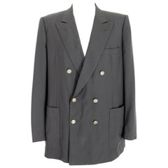 Vintage Gucci Blue Wool Double Breasted Evening Jacket