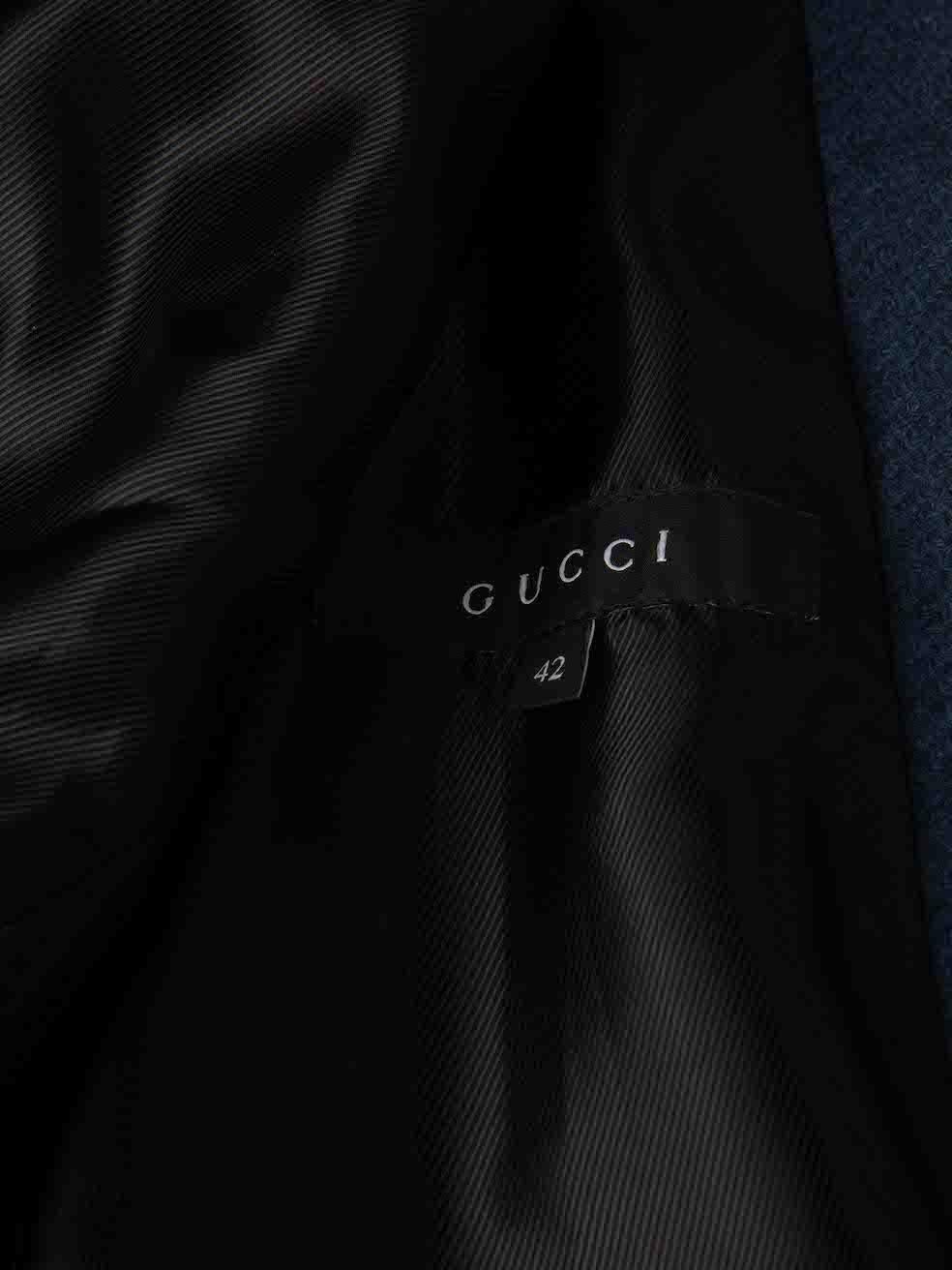 Gucci Blue Wool Mid-Length Belted Coat Size M For Sale 3