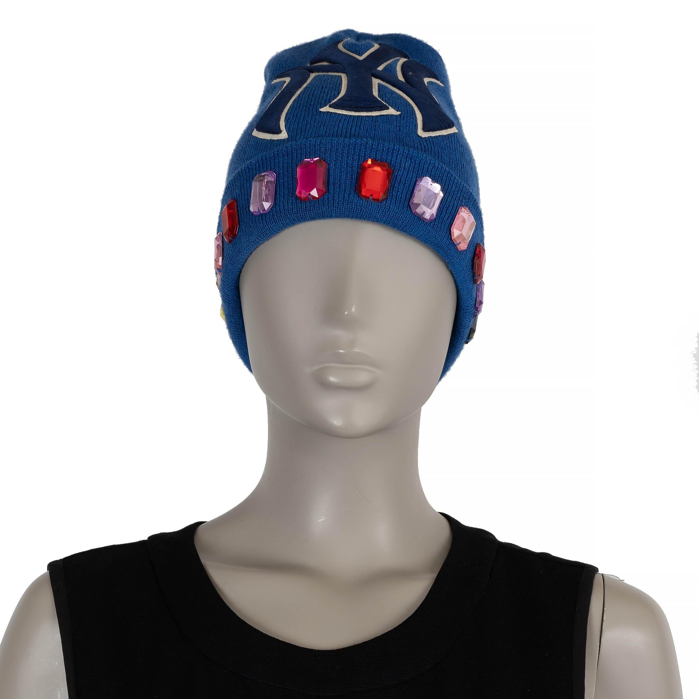 Bleu Gucci bleu laine MLB NY YANKEE CHRYSTAL Bonnet M en vente