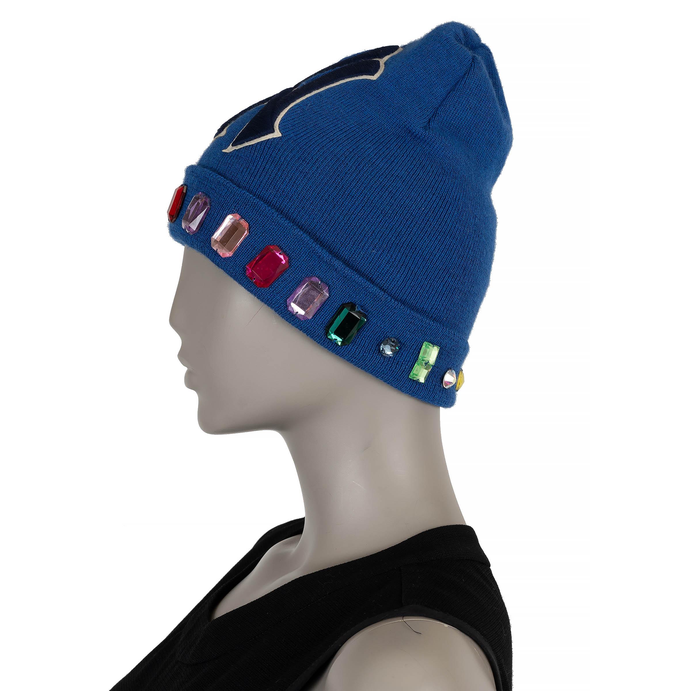 Gucci bleu laine MLB NY YANKEE CHRYSTAL Bonnet M Pour femmes en vente