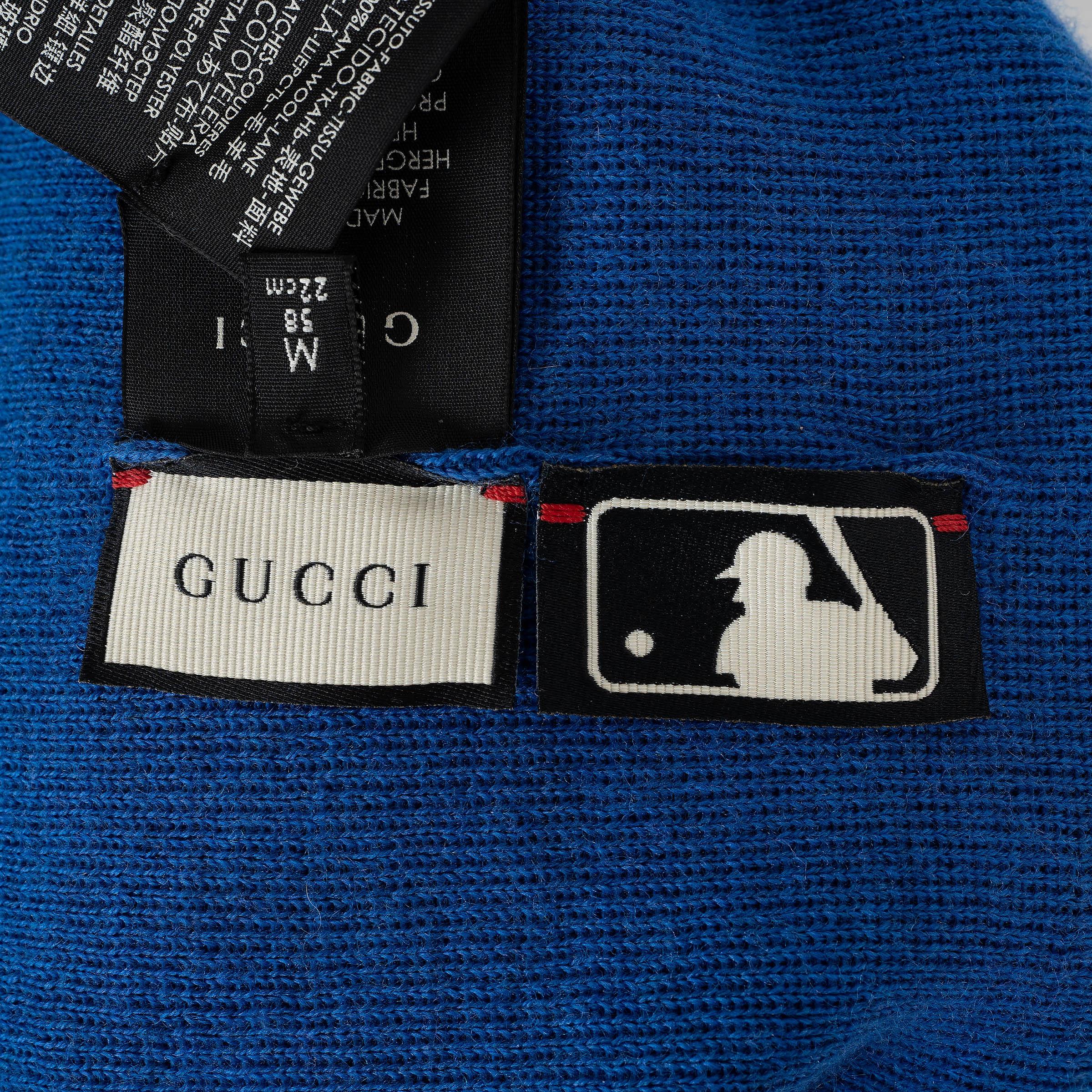 Gucci bleu laine MLB NY YANKEE CHRYSTAL Bonnet M en vente 3