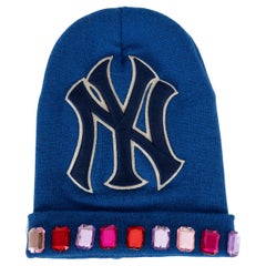 GUCCI blue wool MLB NY YANKEE CHRYSTAL Beanie Hat M