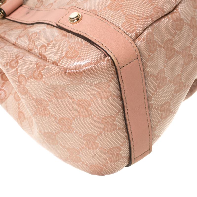 Gucci Blush Pink GG Crystal Canvas and Leather Abbey D Ring Hobo 3