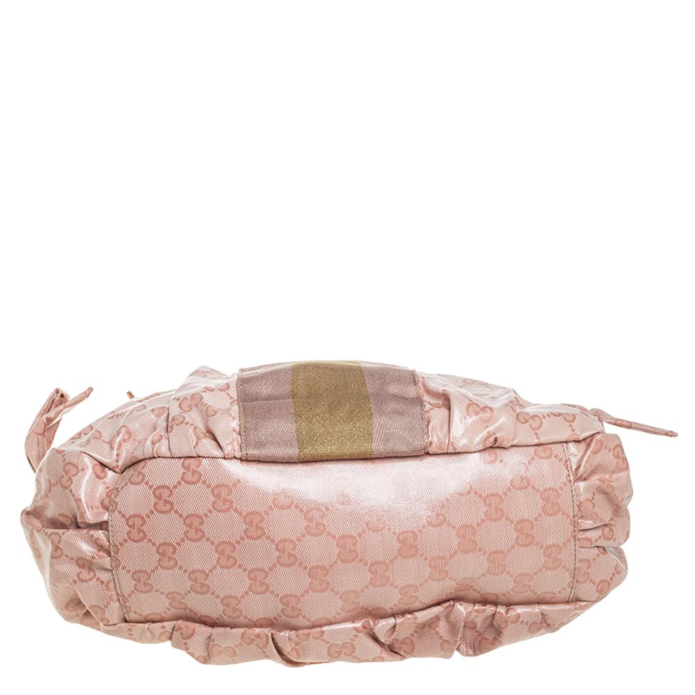 Gucci Blush Pink GG Crystal Canvas Vintage Web Hobo 3